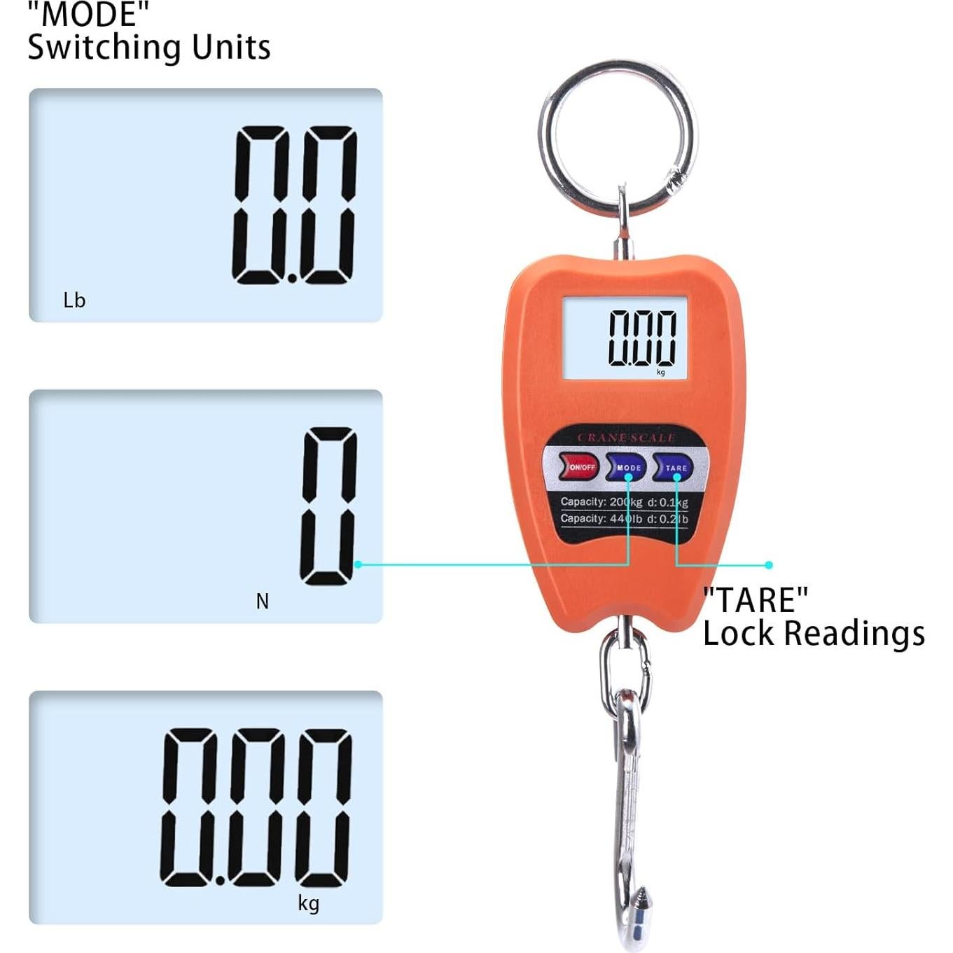 Balanza Digital Colgante Goture 200kg Pantalla LED Portátil
