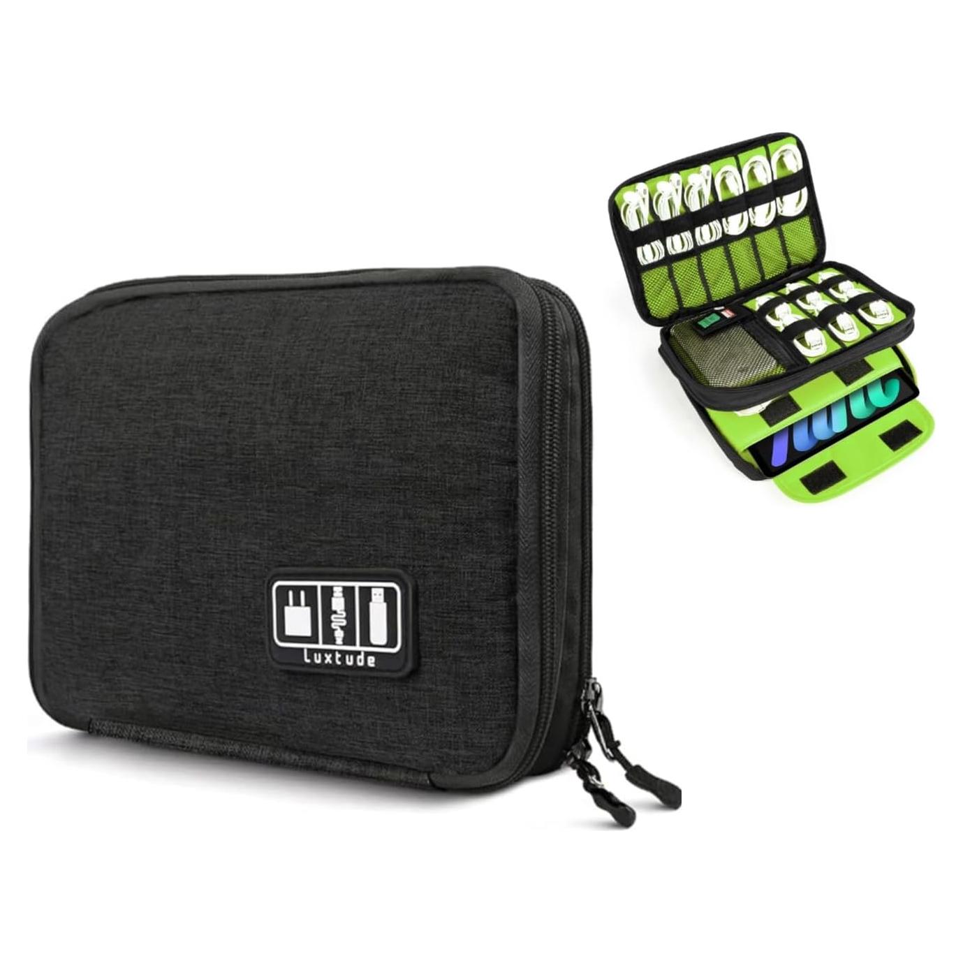 Organizador de Cables Luxtude Mediano Negro Doble Capa