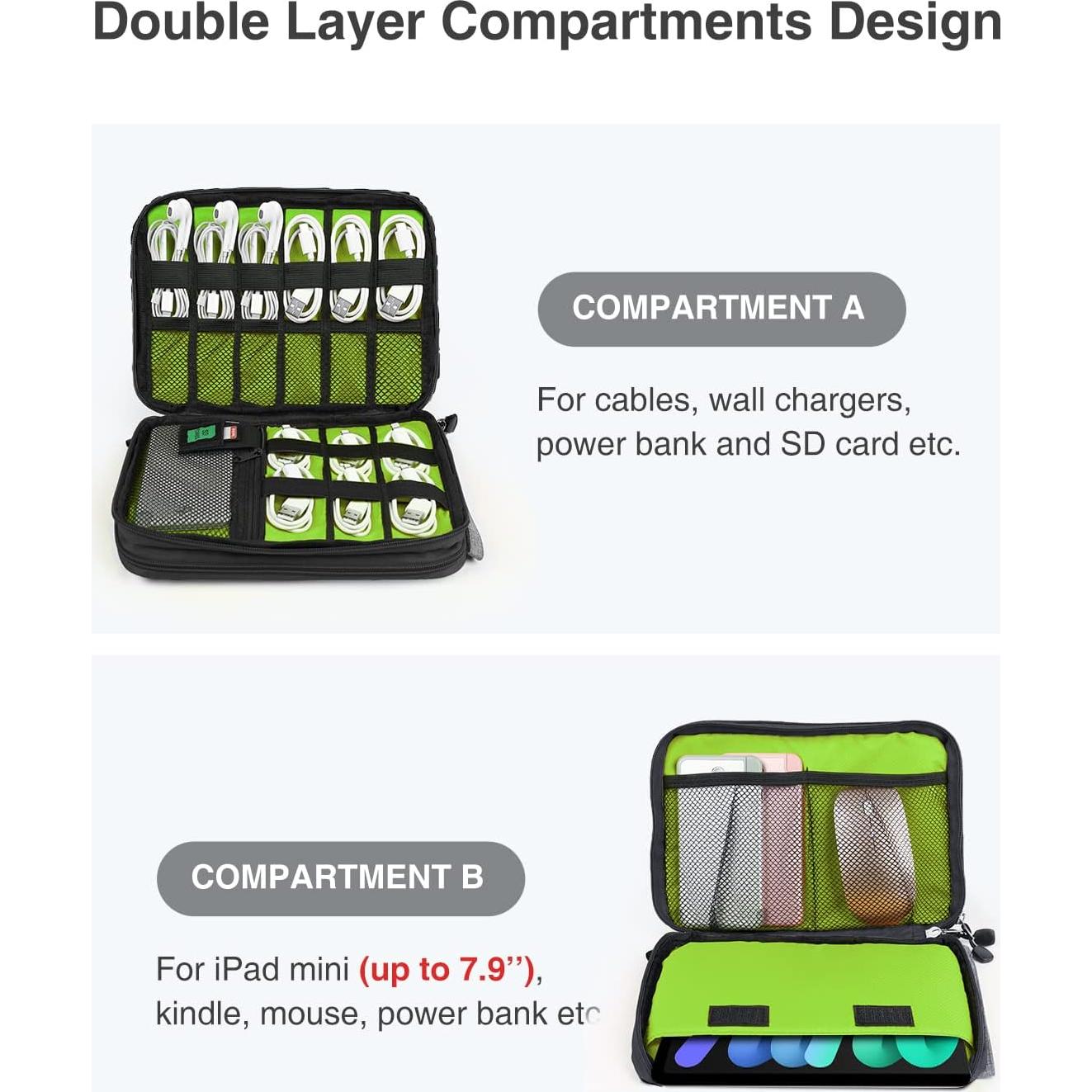 Organizador de Cables Luxtude Mediano Negro Doble Capa