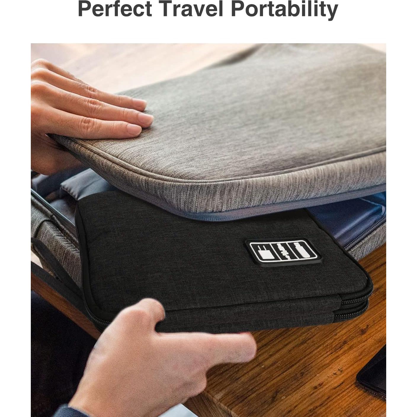 Organizador de Cables Luxtude Mediano Negro Doble Capa