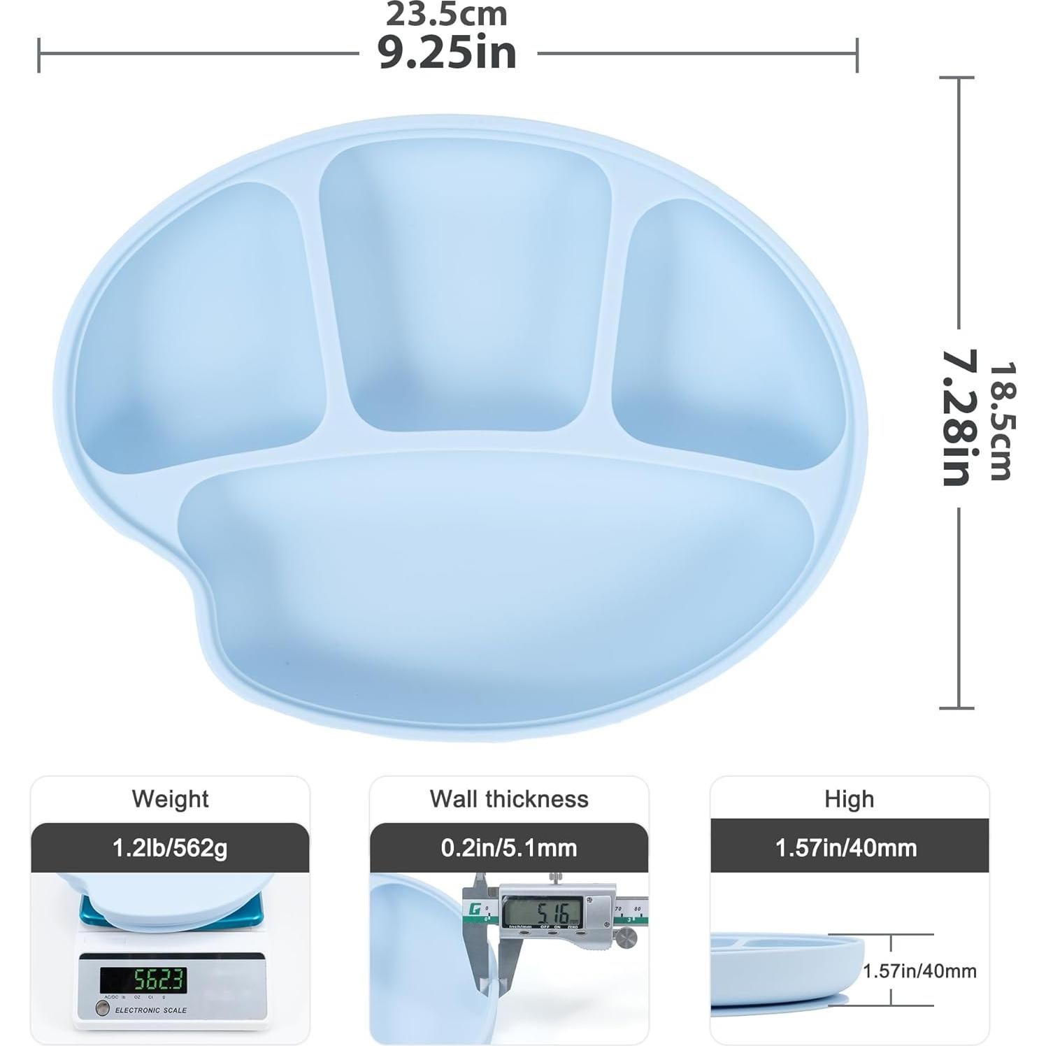 Plato de Succión para Bebés Li & Zhao - Silicona Azul Grande