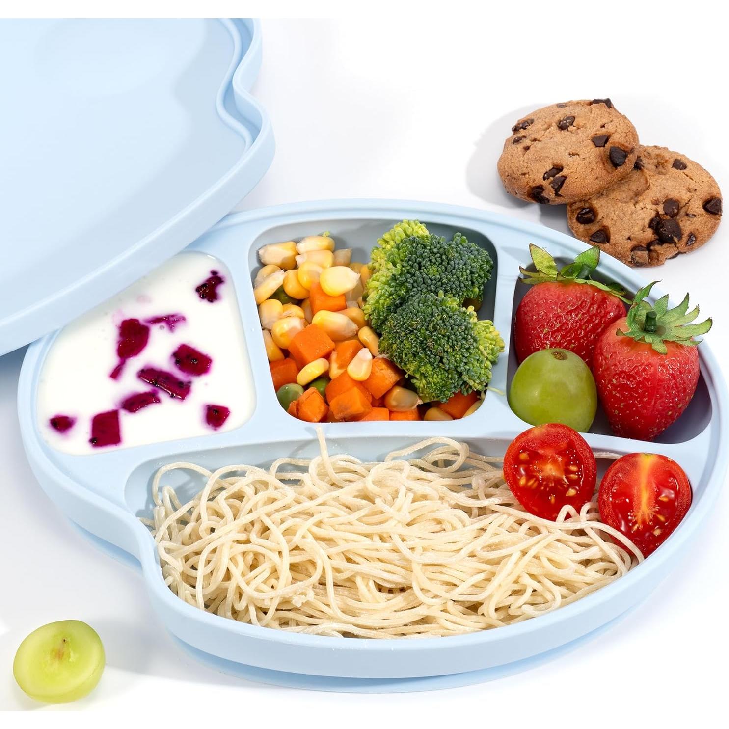 Plato de Succión para Bebés Li & Zhao - Silicona Azul Grande