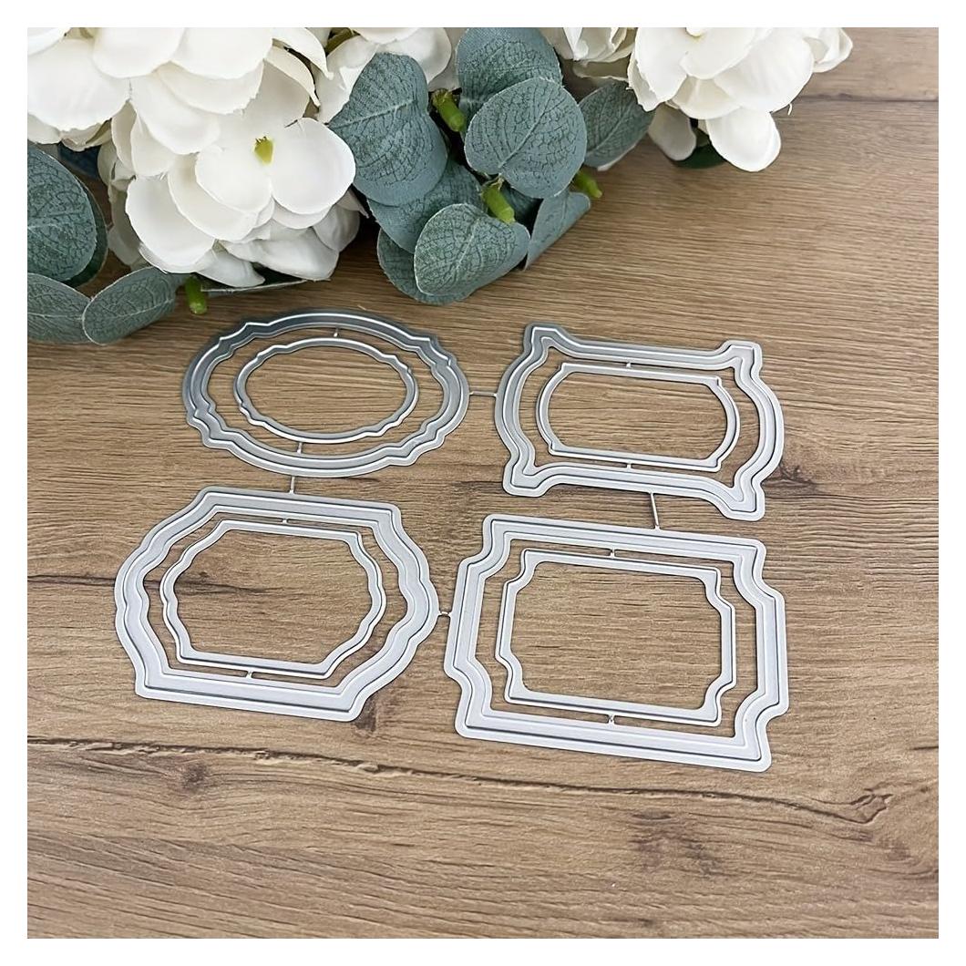 Troqueles de Corte de Metal Lapoo para Scrapbooking 4 Etiquetas 13x9.7cm