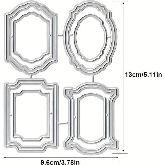 Troqueles de Corte de Metal Lapoo para Scrapbooking 4 Etiquetas 13x9.7cm