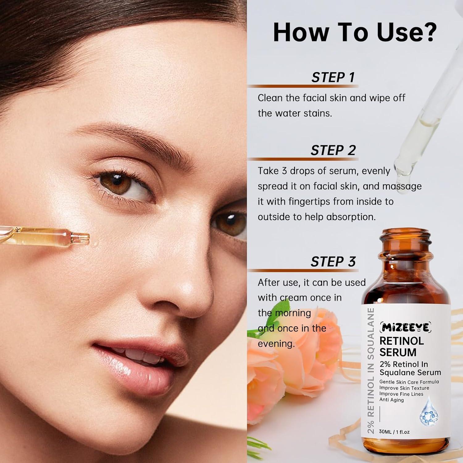 Suero de Retinol 2% MIZEEYE en Escualano 30ml Hidratante