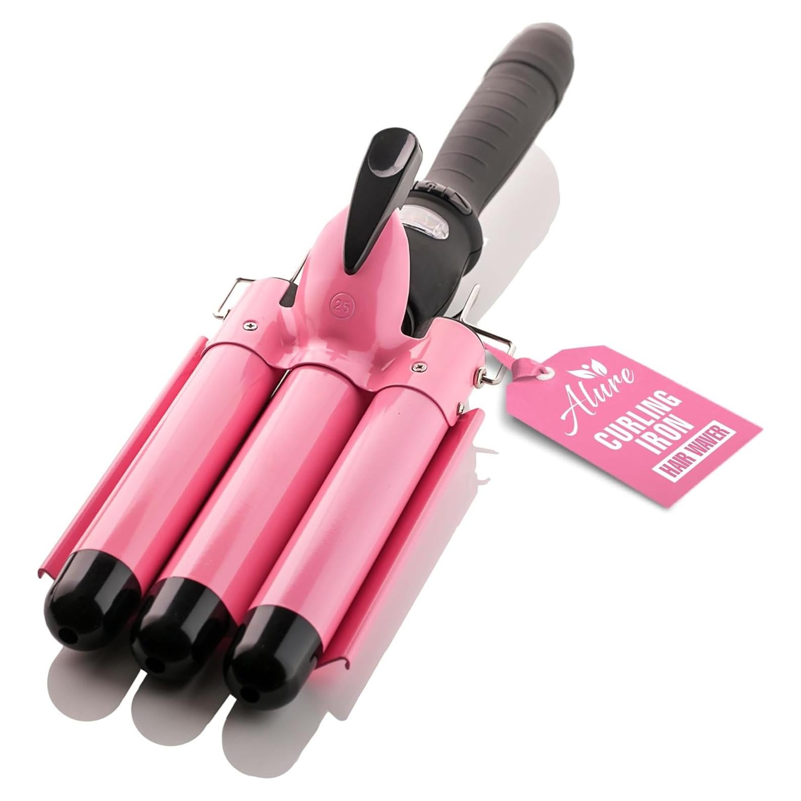 Rizador de Cabello Alure 3 Barriles Cerámica 1" Rosa LCD