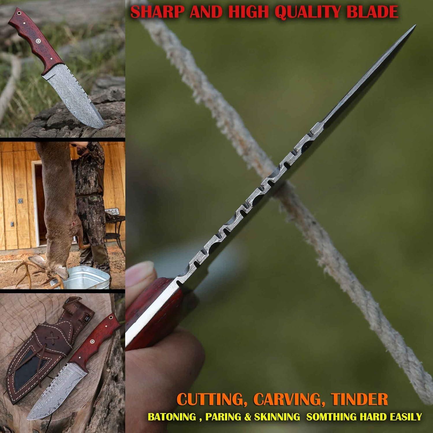 Cuchillo de Caza Bushcraft Cheetha Hunter 25.4 cm Damasco