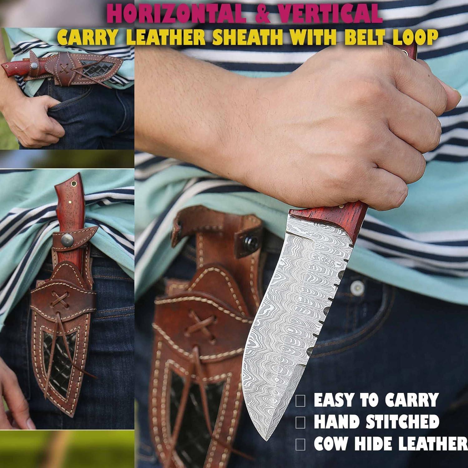 Cuchillo de Caza Bushcraft Cheetha Hunter 25.4 cm Damasco