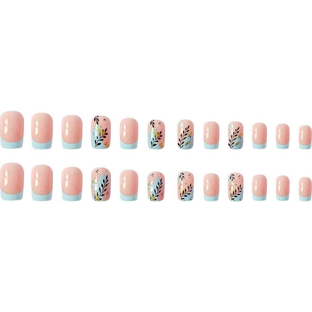 Juego de 24 Uñas Falsas Cuadradas Foccna - Brillantes Azules