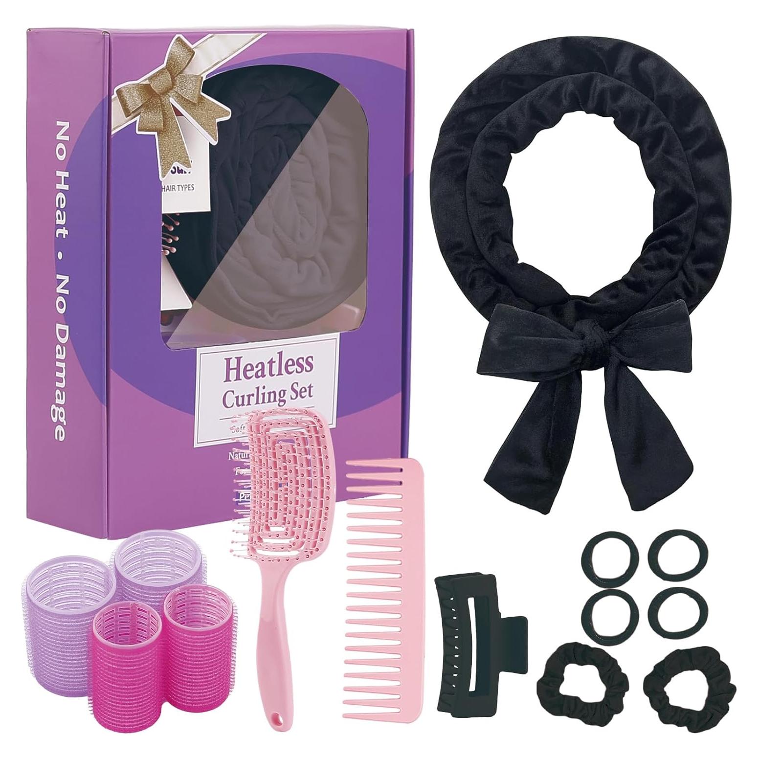 Rulos de Terciopelo Sin Calor PetalPursuit 180 cm Negro