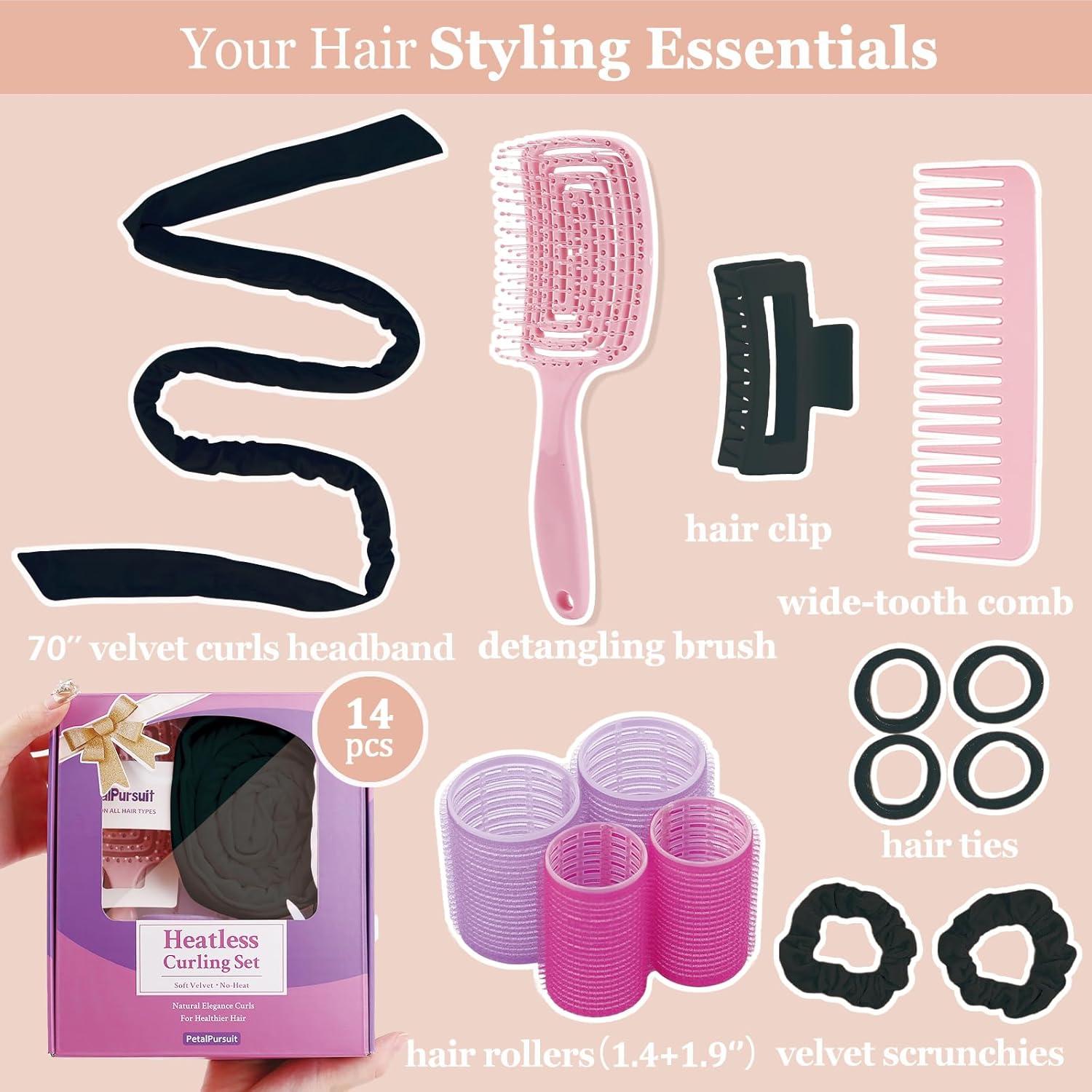 Rulos de Terciopelo Sin Calor PetalPursuit 180 cm Negro