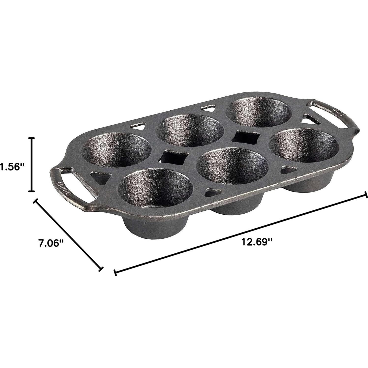 Sartén de Hierro Fundido Lodge para Muffins 6 Tazas 32.2 cm