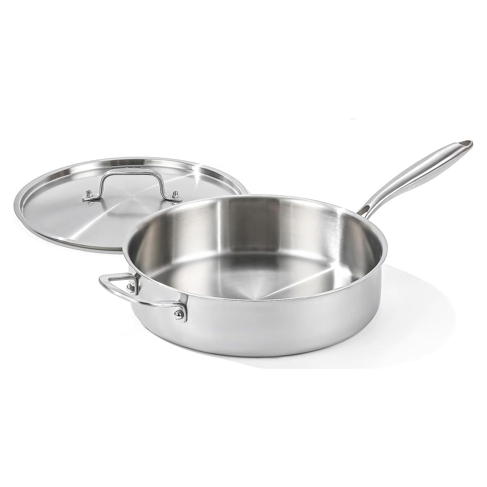 Sartén Profunda DELARLO 5QT Acero Inoxidable 12 Pulgadas