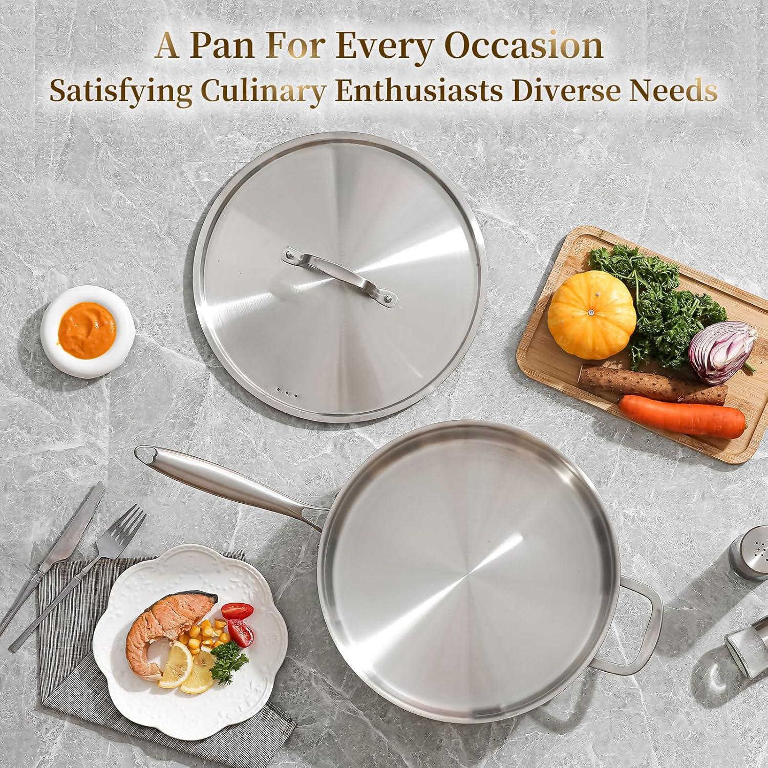 Sartén Profunda DELARLO 5QT Acero Inoxidable 12 Pulgadas