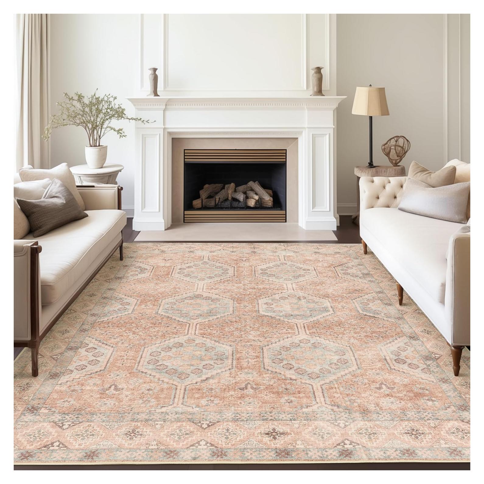 Alfombra de Área Art&Tuft 8x10 Rojo Lavable Antideslizante