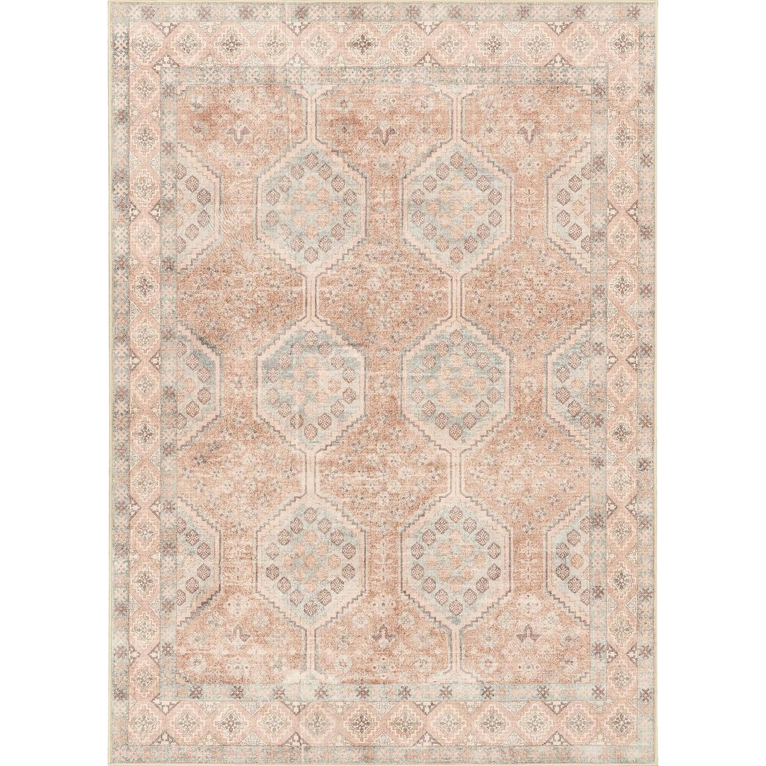 Alfombra de Área Art&Tuft 8x10 Rojo Lavable Antideslizante