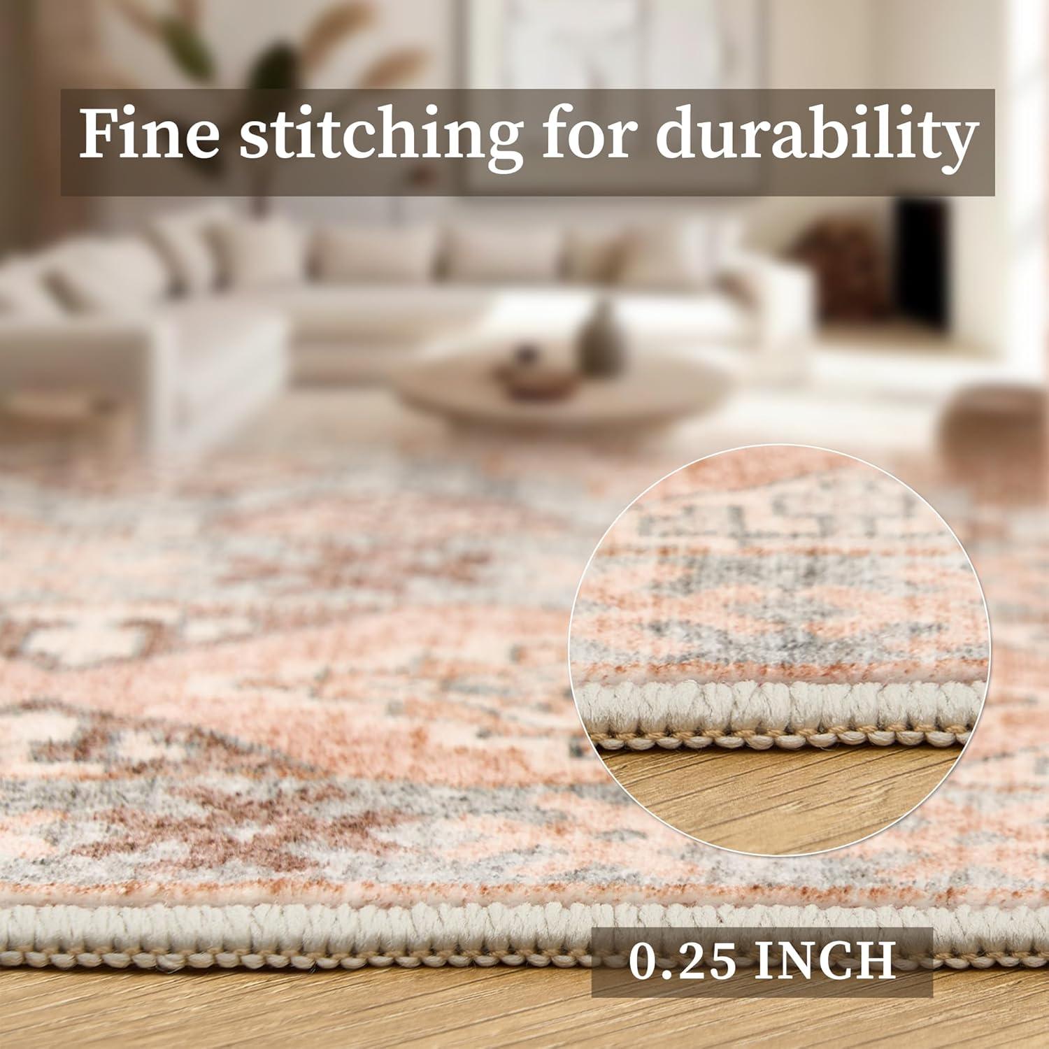 Alfombra de Área Art&Tuft 8x10 Rojo Lavable Antideslizante