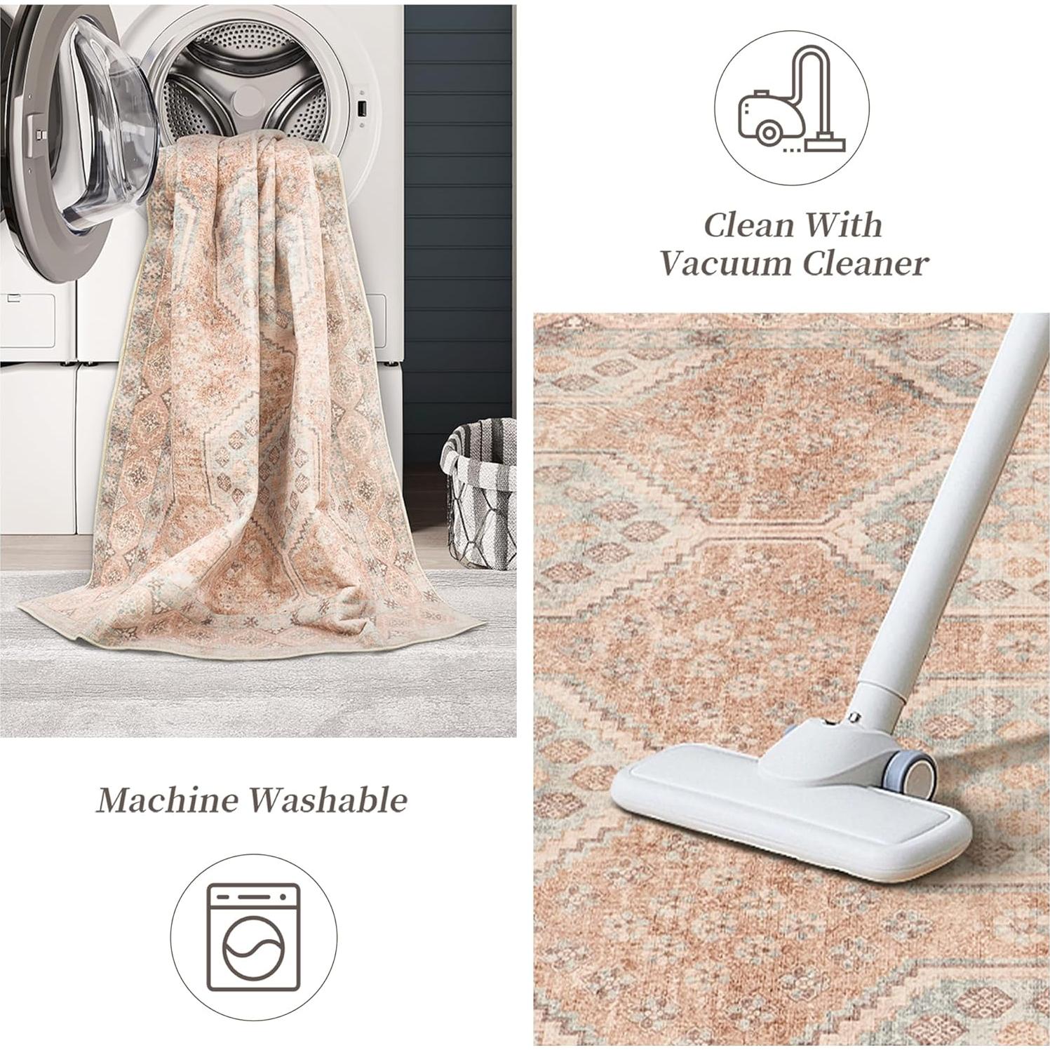 Alfombra de Área Art&Tuft 8x10 Rojo Lavable Antideslizante