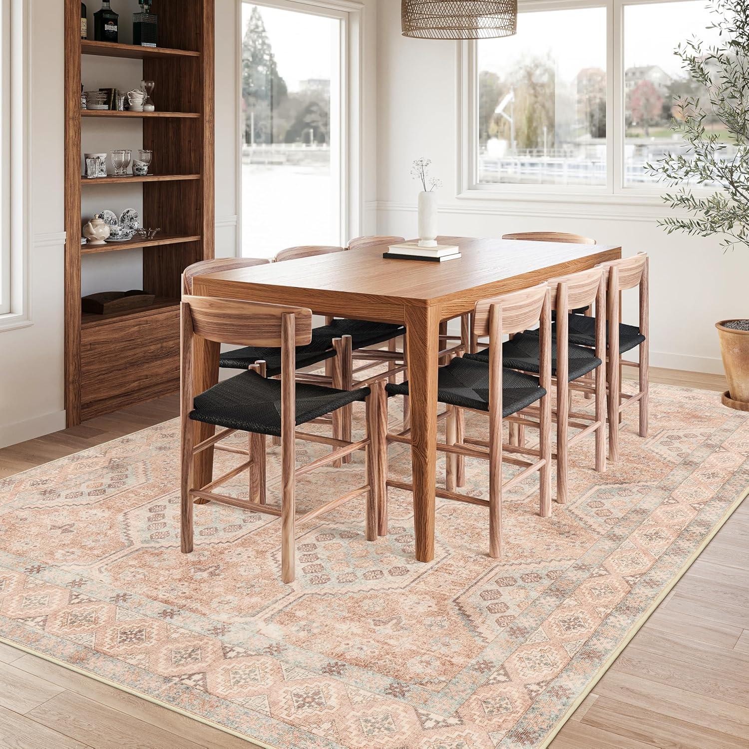 Alfombra de Área Art&Tuft 8x10 Rojo Lavable Antideslizante