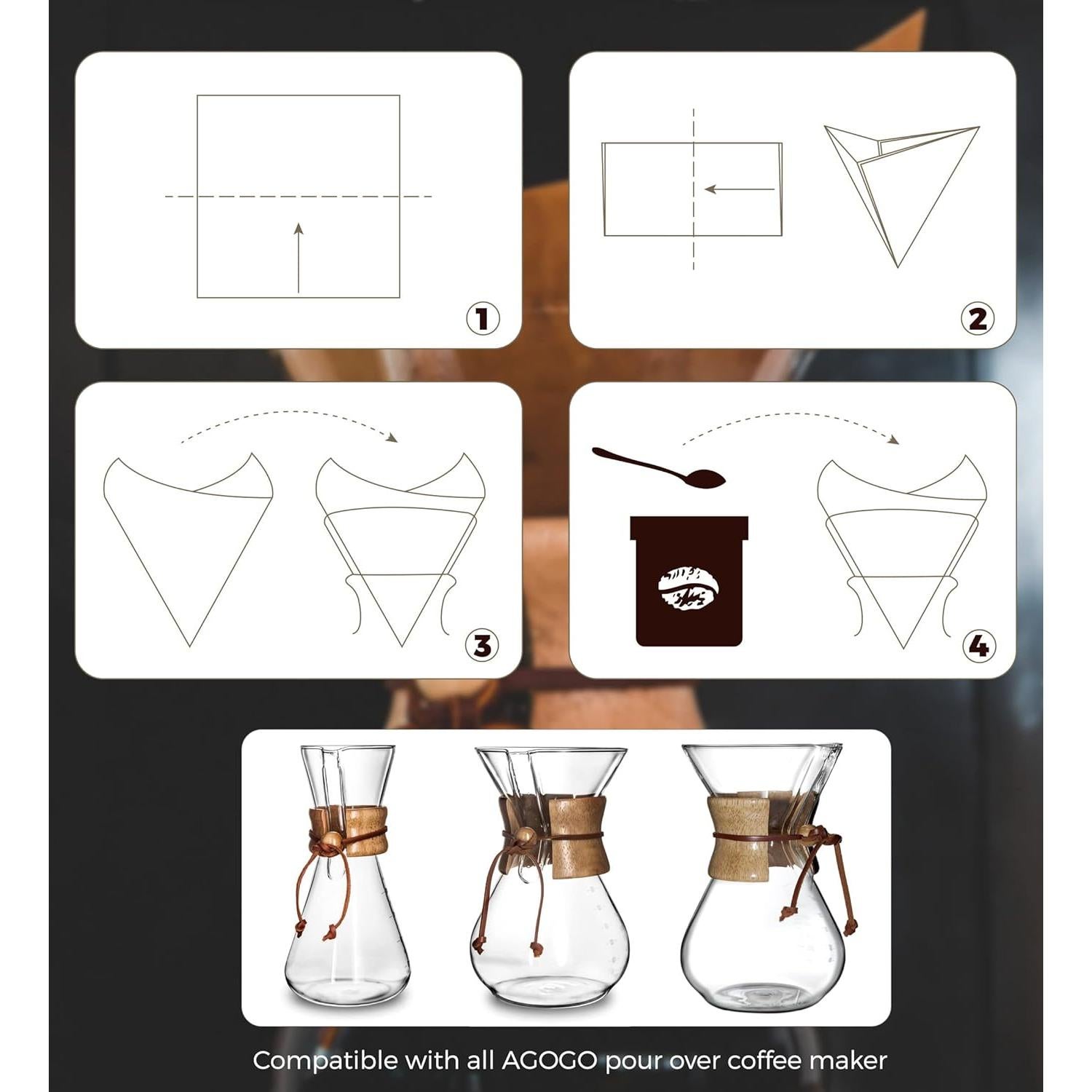 Filtro de café desechable AGOGO 100 unidades natural