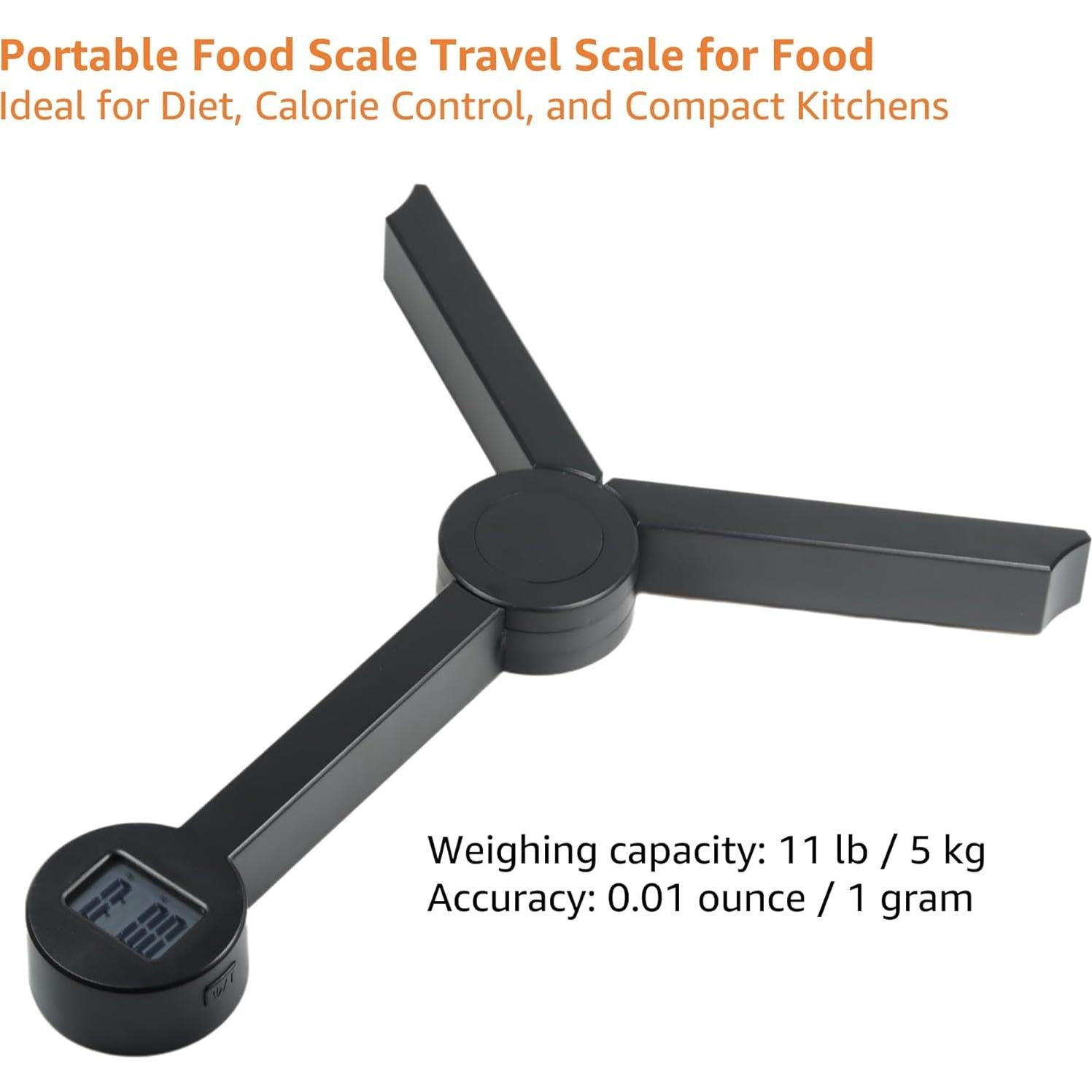 Báscula Digital de Cocina Plegable TriTree 5kg Negra