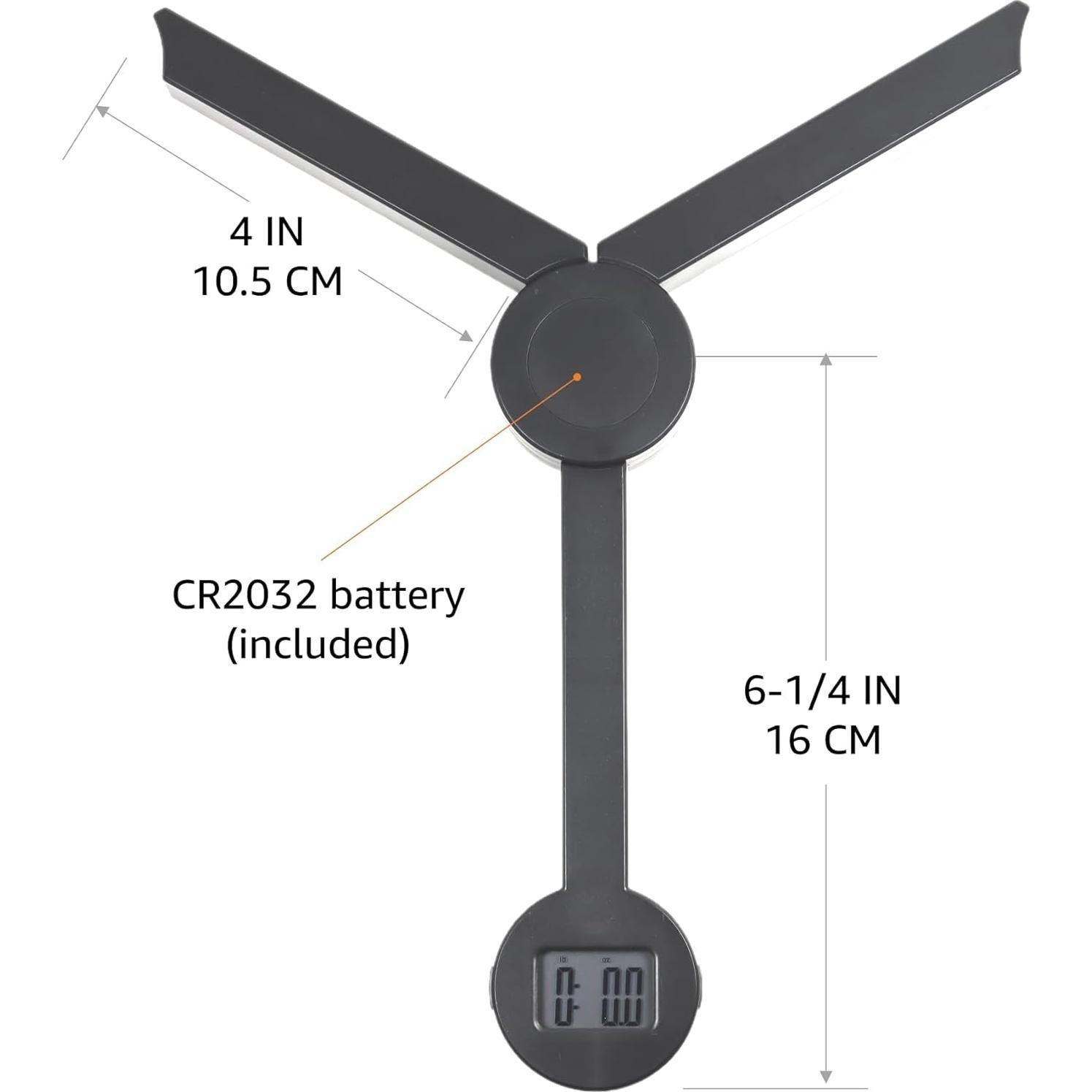 Báscula Digital de Cocina Plegable TriTree 5kg Negra