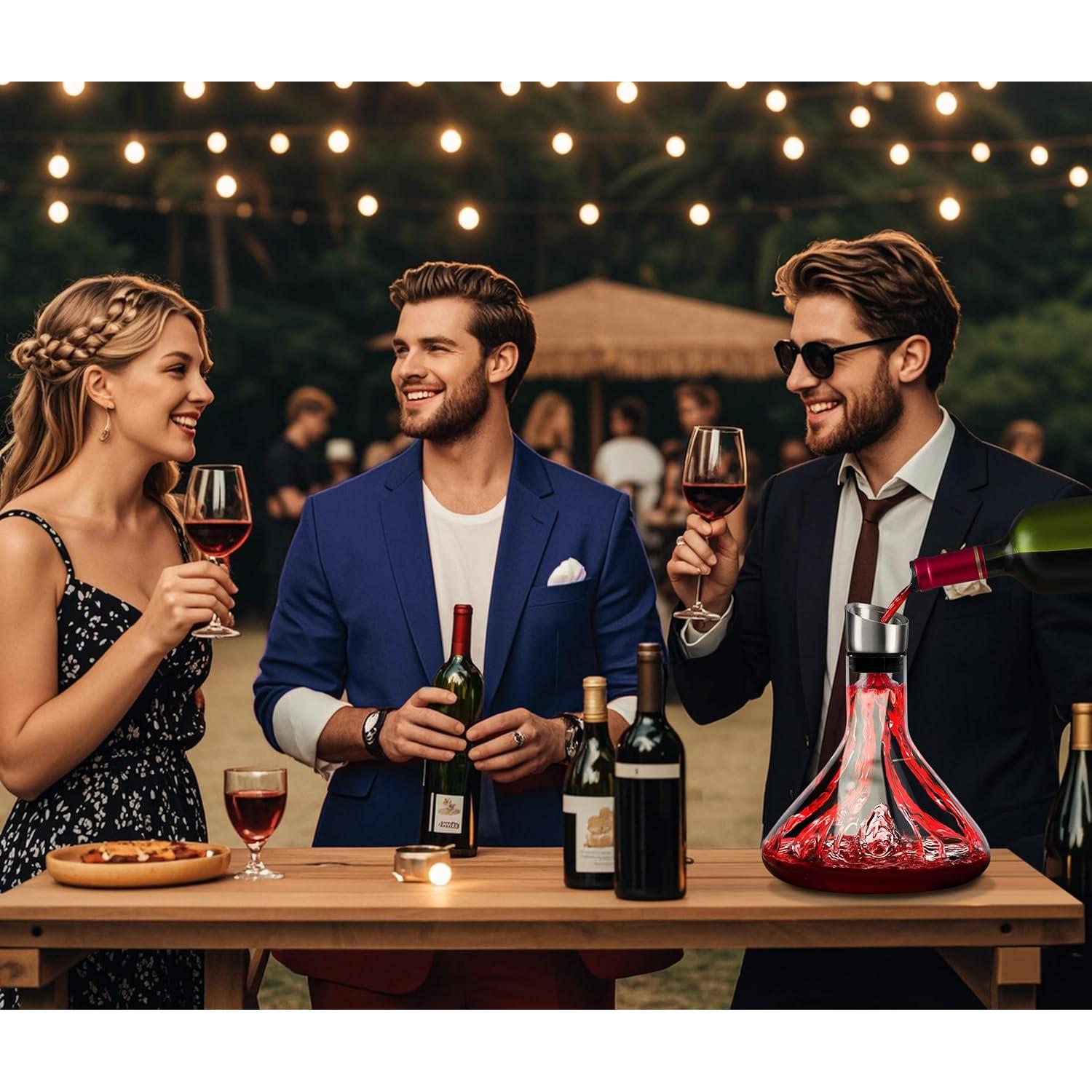 Decantador de Vino Cooko de Cristal 1.2L con Aerador