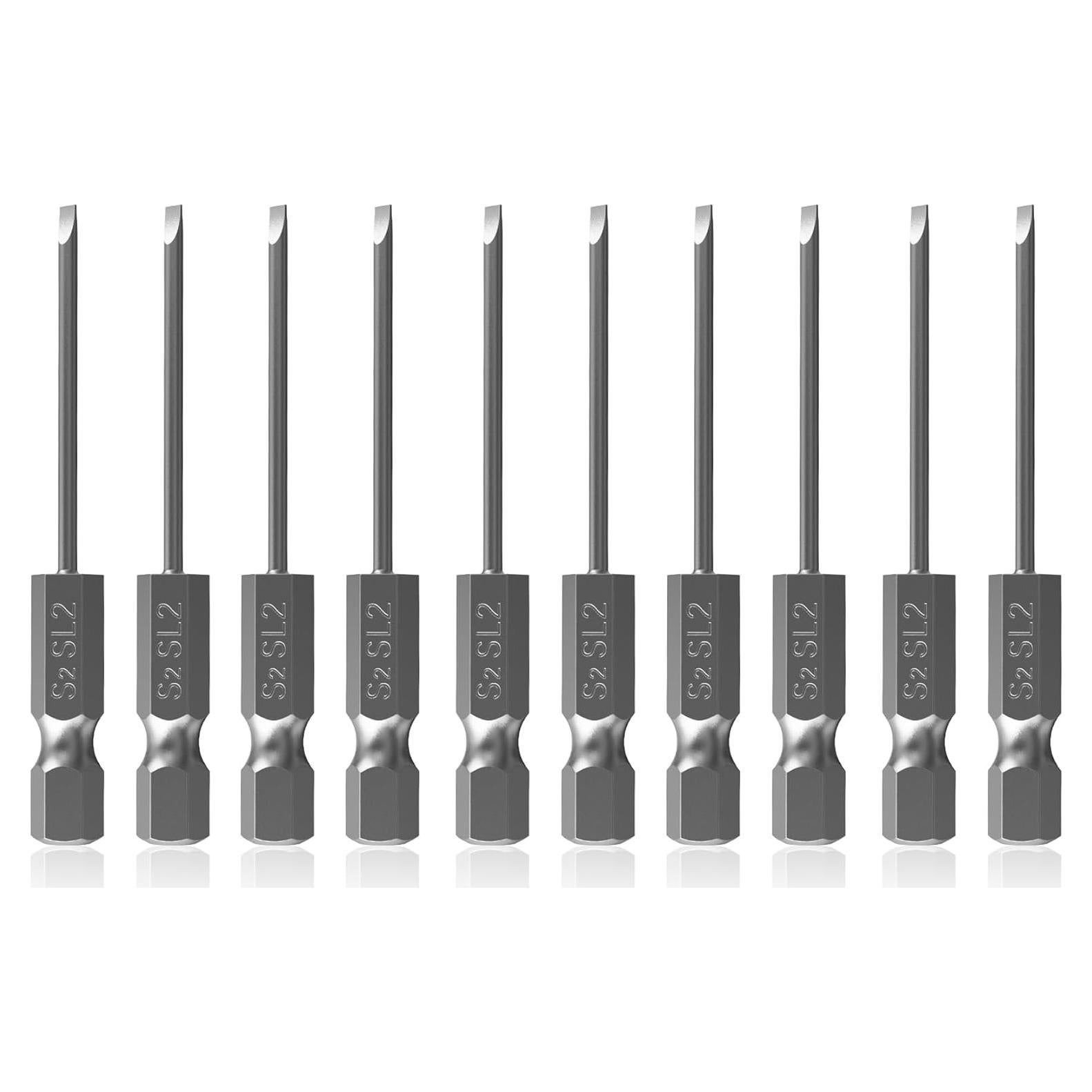 10 Puntas de Destornillador SL2 Magnéticas 50 mm FOCMKEAS