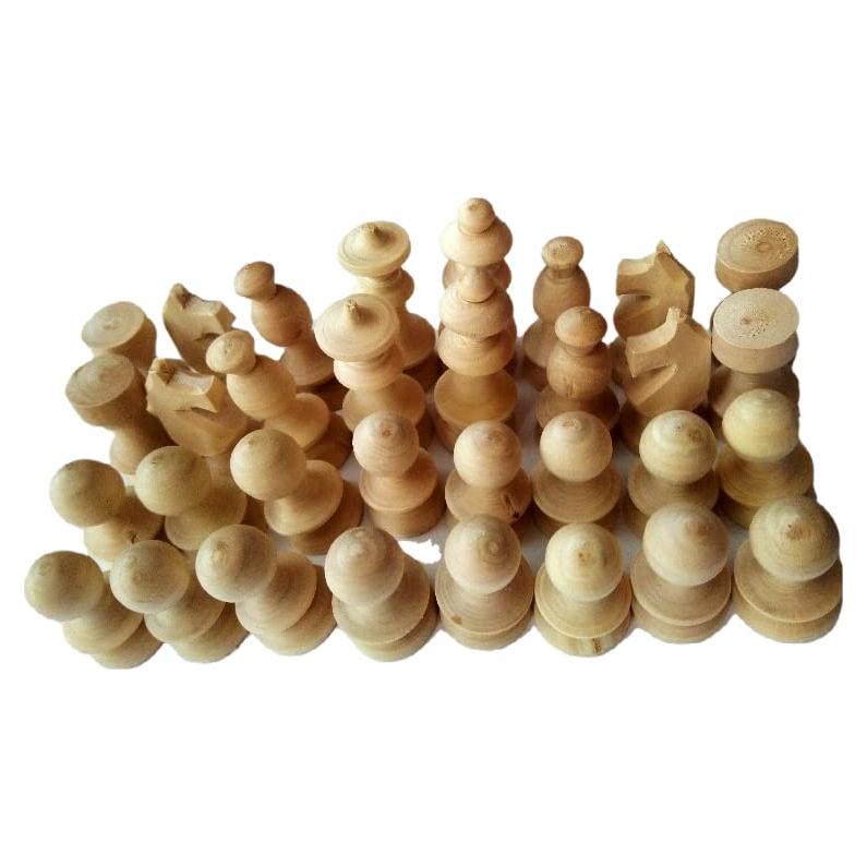 Juego de Ajedrez de Madera Natural DIY - Piezas Torneadas a Mano