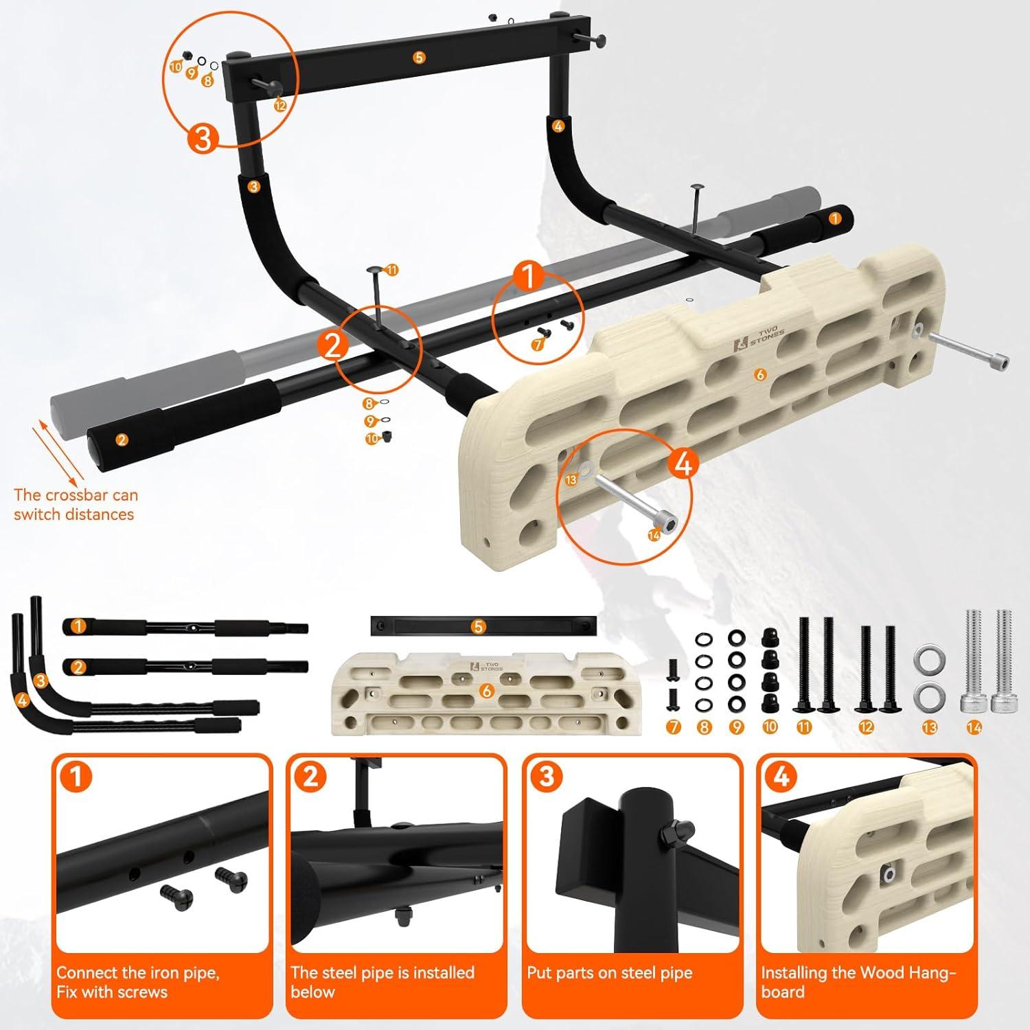 Hangboard para Escalada TWO STONES CJ-HB2106 con Barra de Dominadas