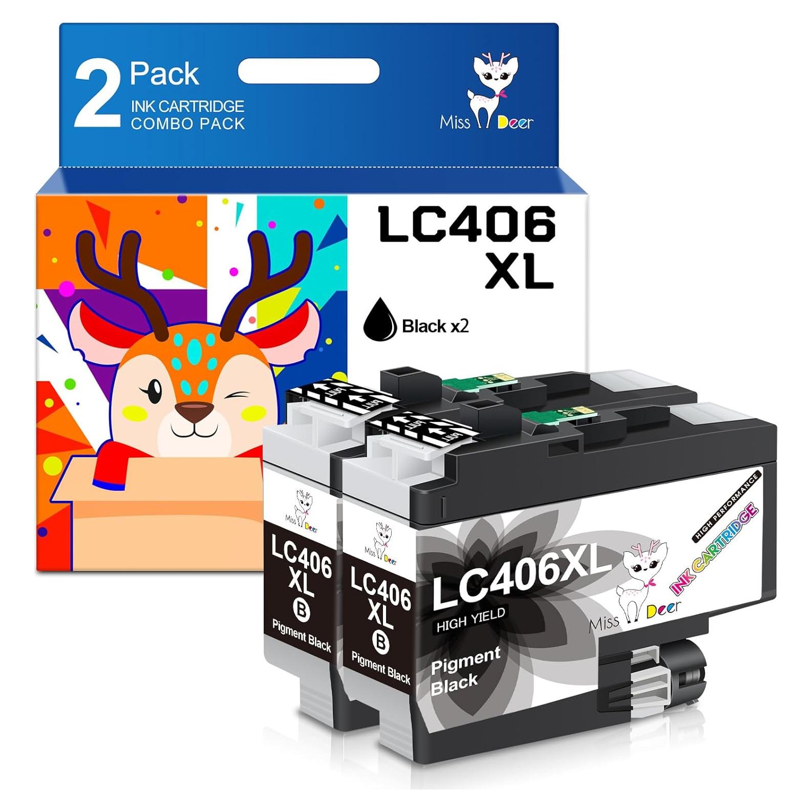 Cartuchos de Tinta Negra Miss Deer LC406XL Compatibles Brother