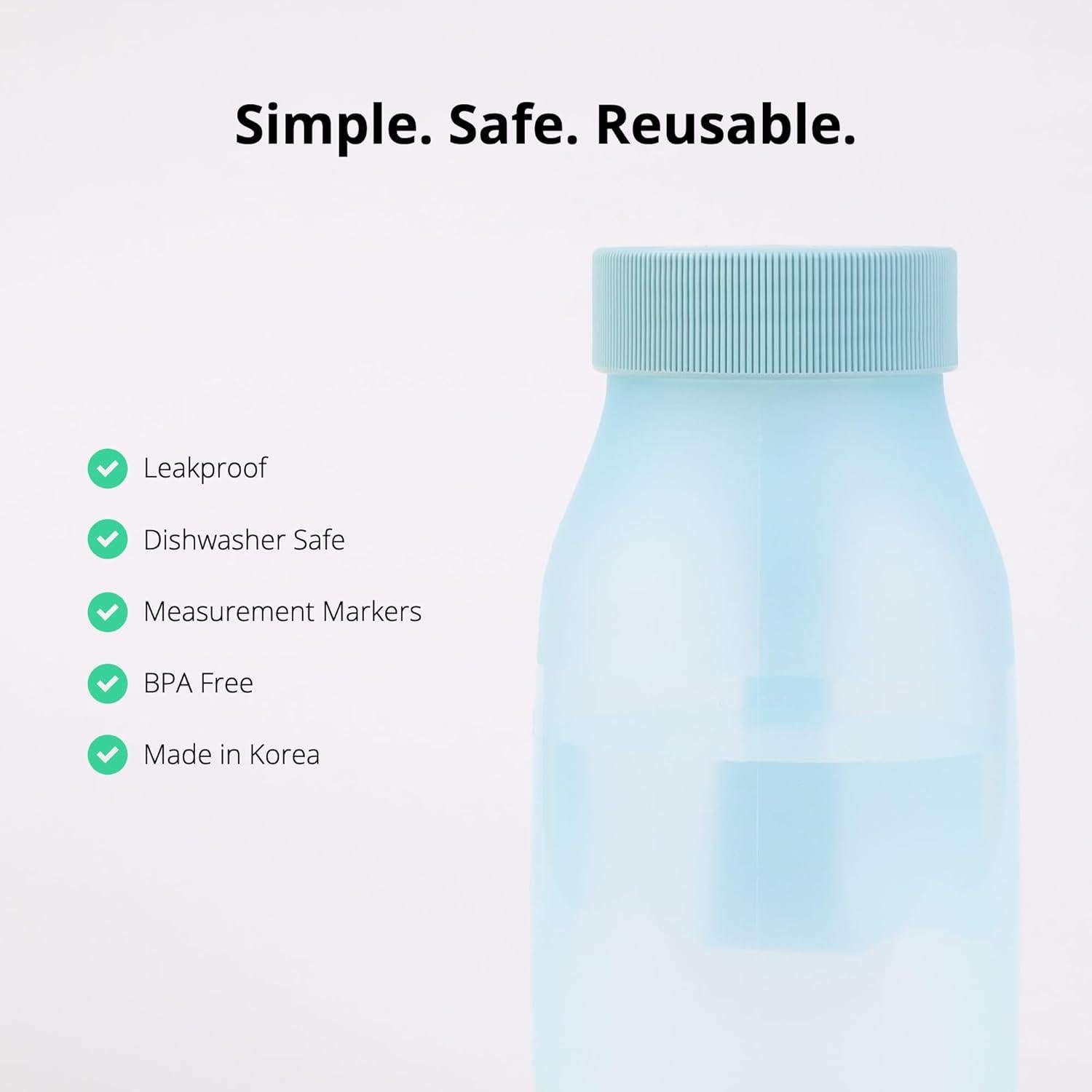 Botella de Agua Plegable BLUE GINKGO 492 ml - Ligera y A Prueba de Fugas