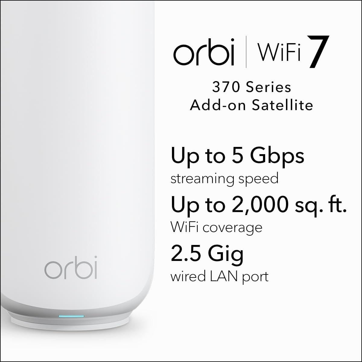Satélite Adicional NETGEAR Orbi RBE370 WiFi 7 Doble Banda 185.8 m²