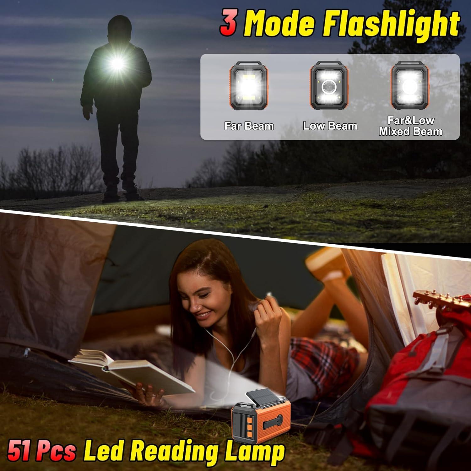 Radio de Emergencia NOAA 30000mAh Manivela Solar Naranja