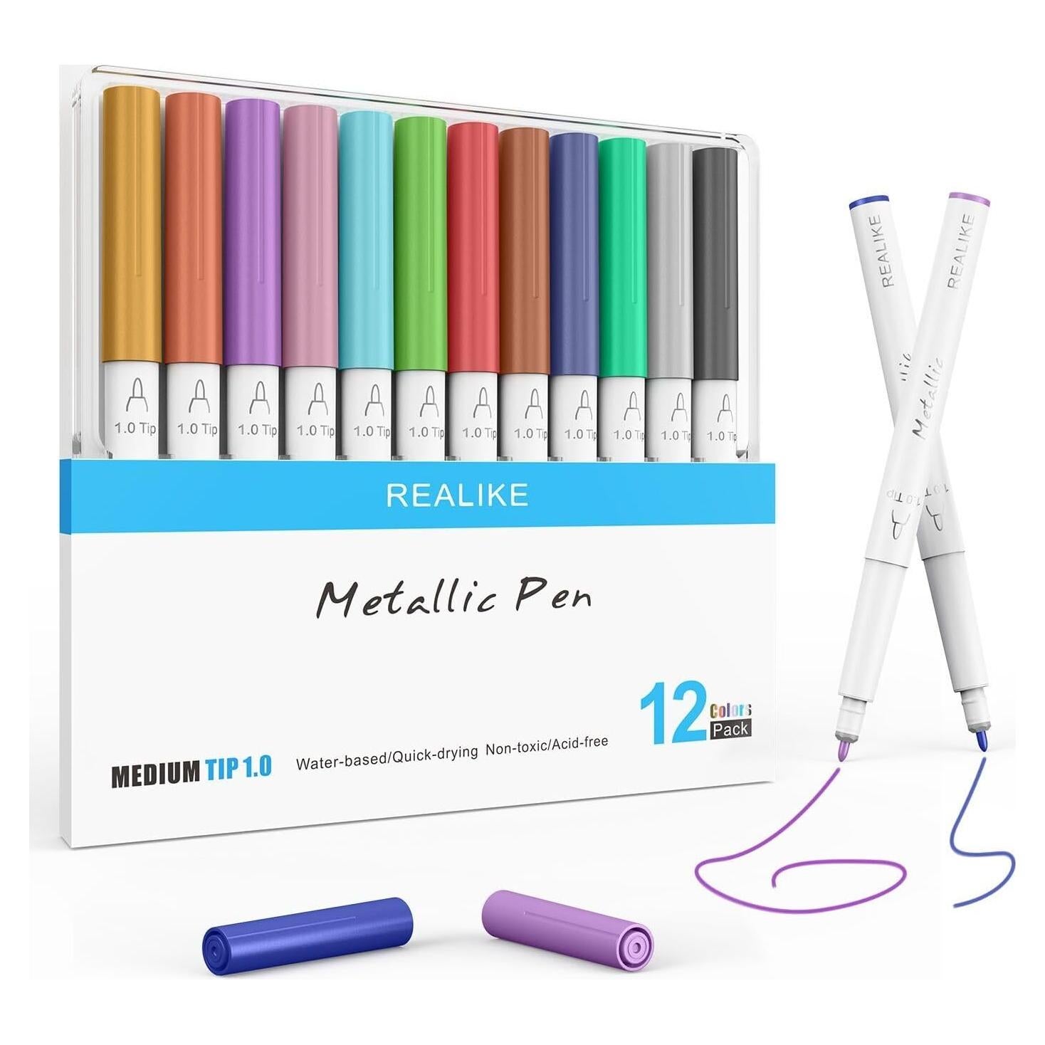 Set de 12 Bolígrafos Metálicos REALIKE para Cricut - Punta 1.0