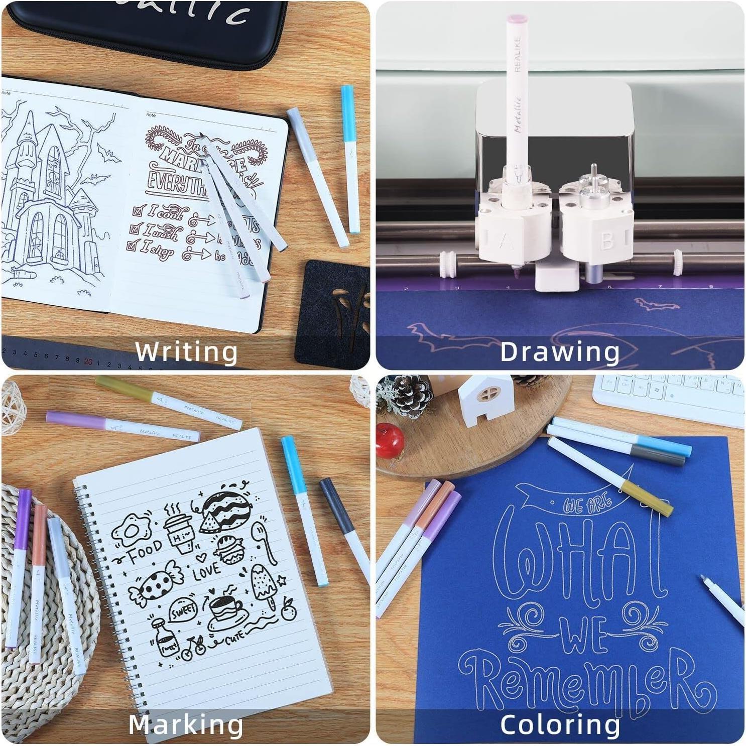 Set de 12 Bolígrafos Metálicos REALIKE para Cricut - Punta 1.0