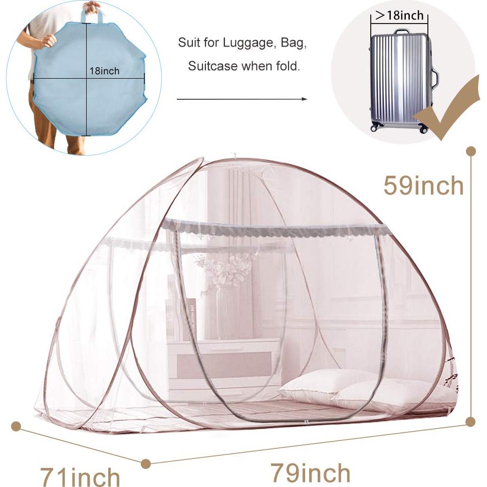 Mosquitero Plegable AMMER Marrón 200x180x150 cm para Cama