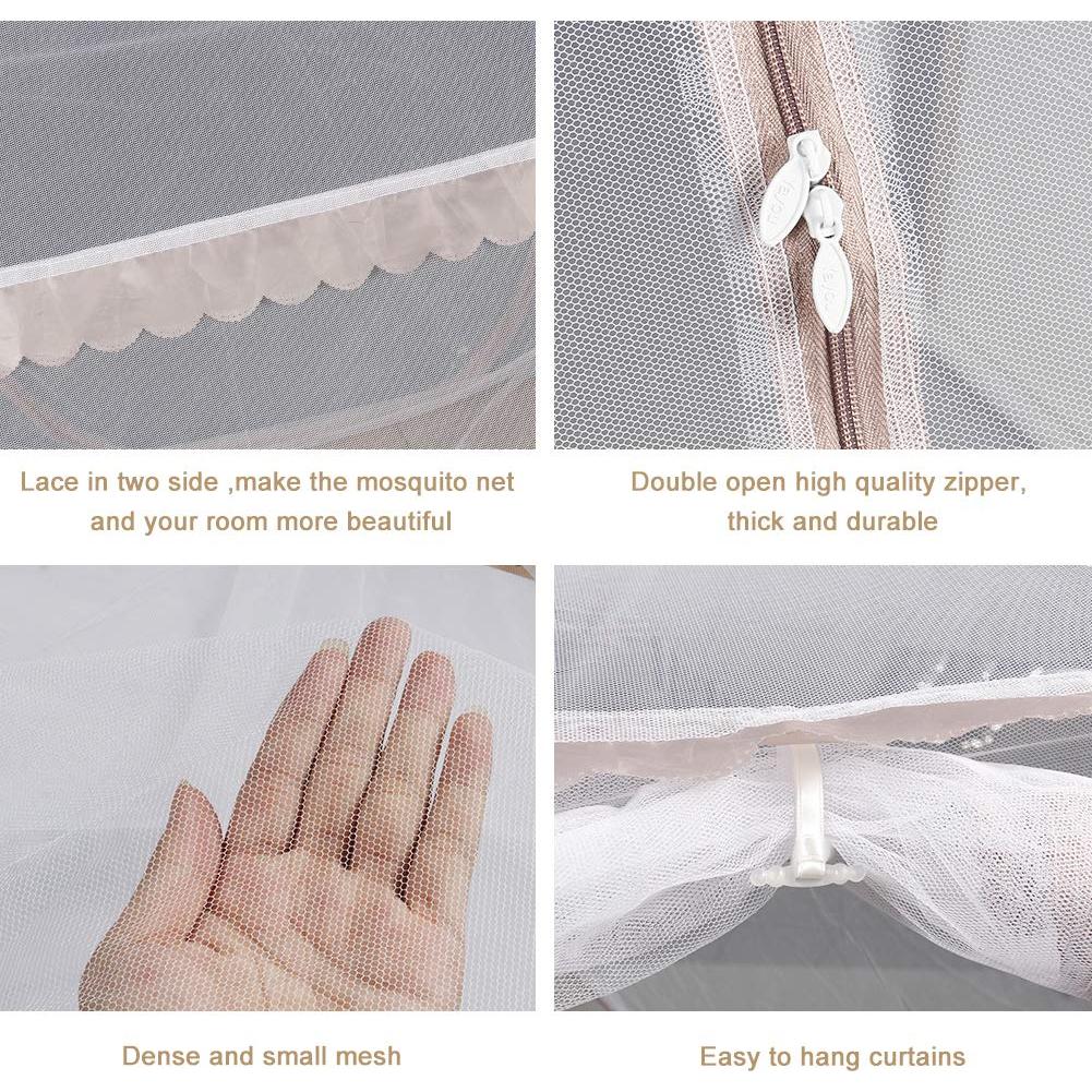 Mosquitero Plegable AMMER Marrón 200x180x150 cm para Cama