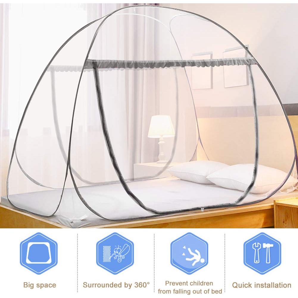 Mosquitero Plegable AMMER Marrón 200x180x150 cm para Cama