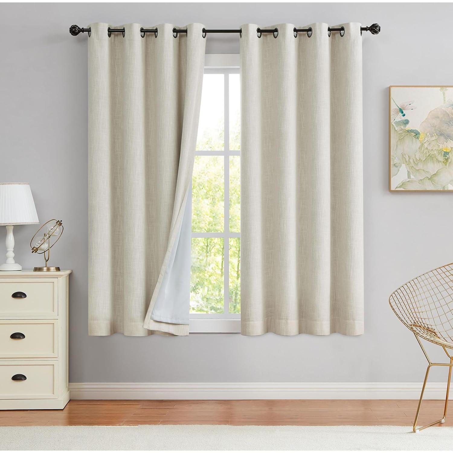 Cortinas de Oscurecimiento Total Central Park Beige 50x63" 2 Paneles