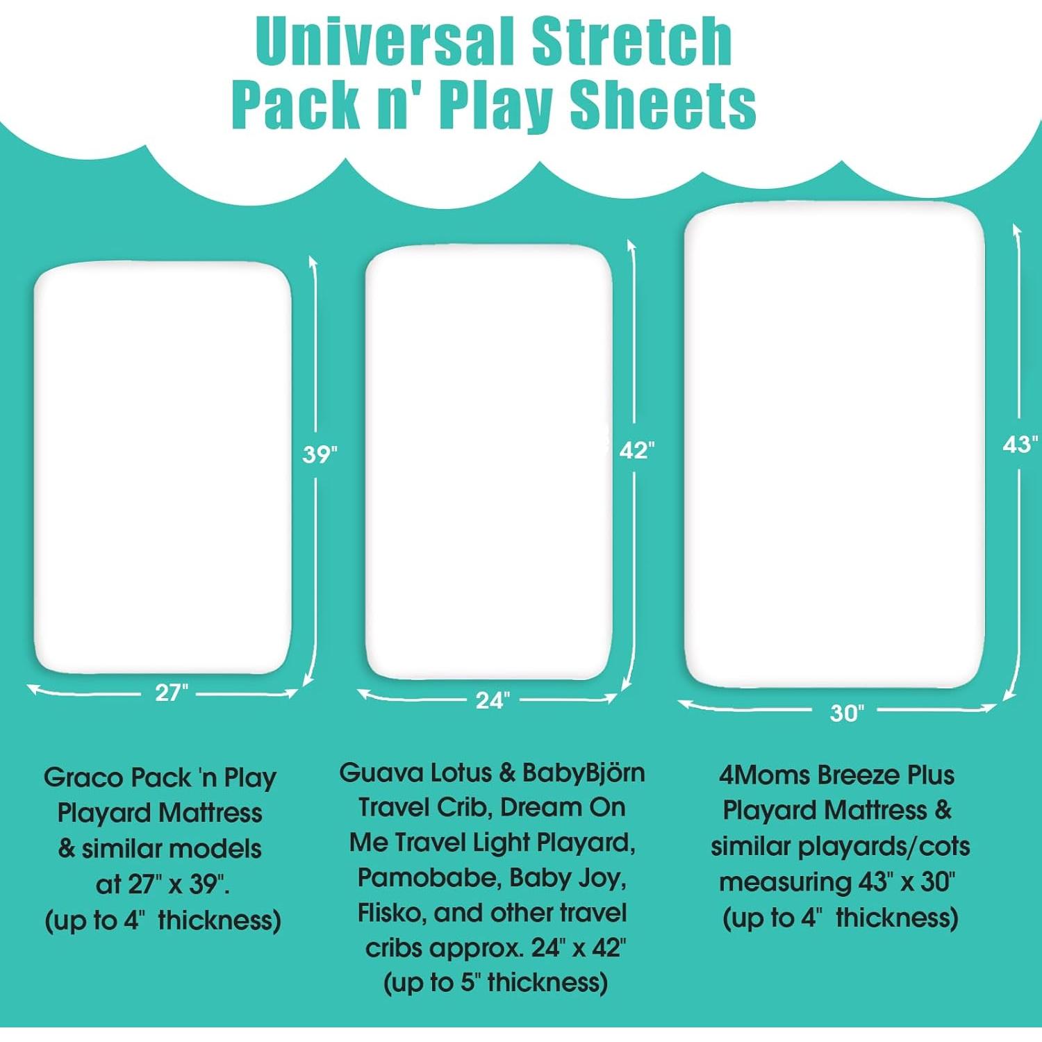 Pack n Play Sheets, BROLEX 2 Pack Mini Crib Sheets,Stretchy Portable Fitted Playard Sheet Set, Convertible Playard Mattress Cover,Ultra Soft Breathable Material,Arrow Owl