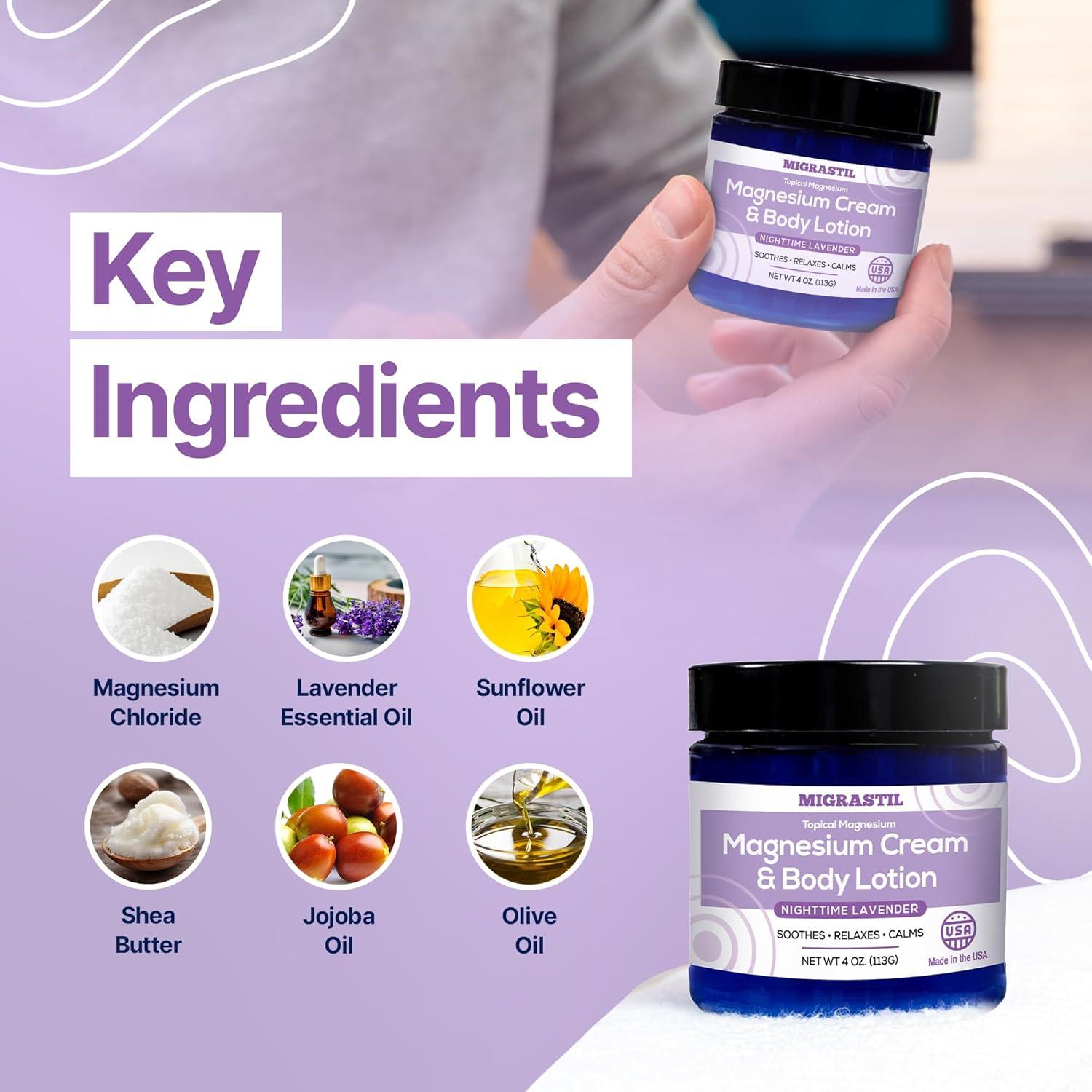 Crema de Magnesio Nocturna Vegana Basic Vigor 250mg Lavanda