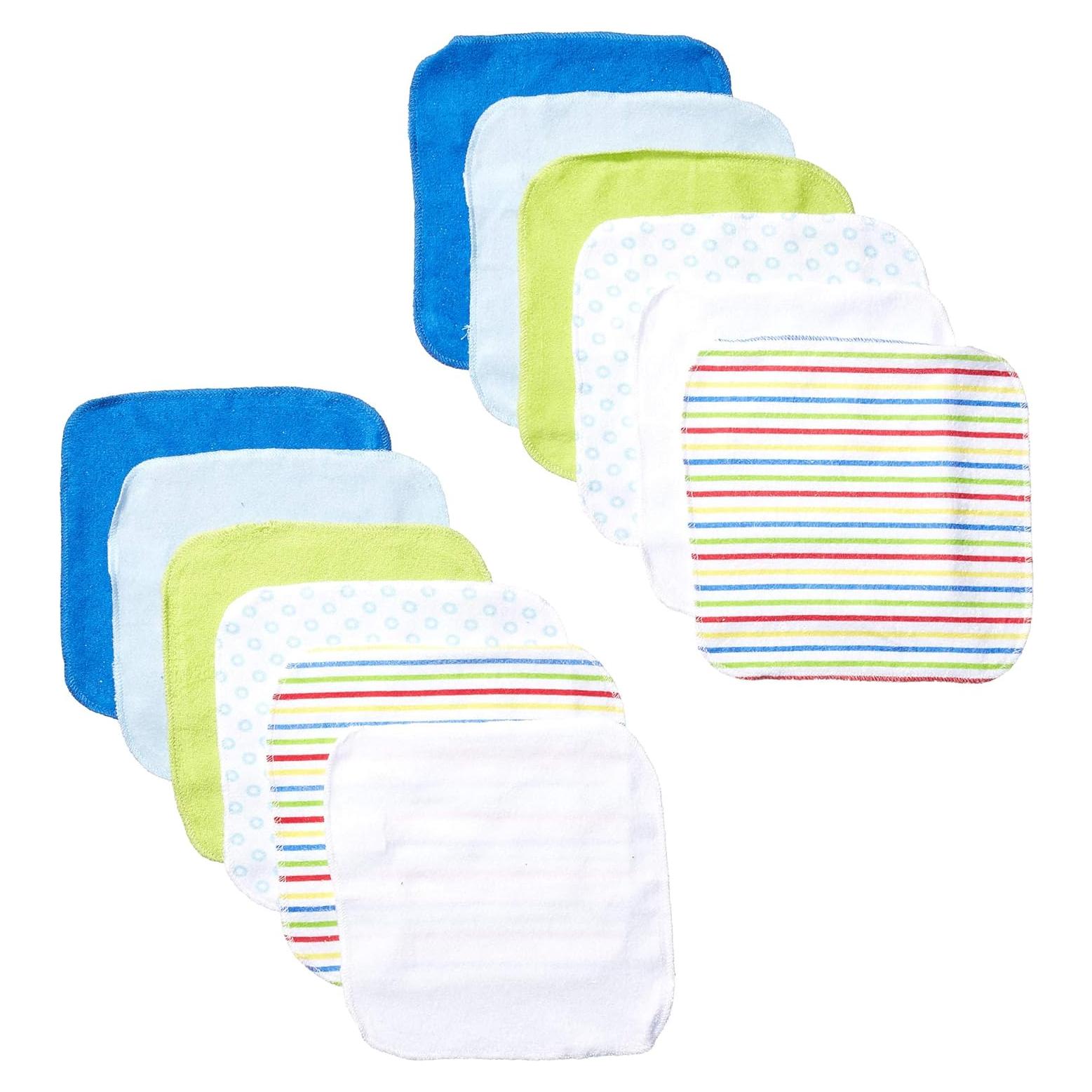 Toallitas de Algodón Luvable Friends 12-Pack Rayas Azules