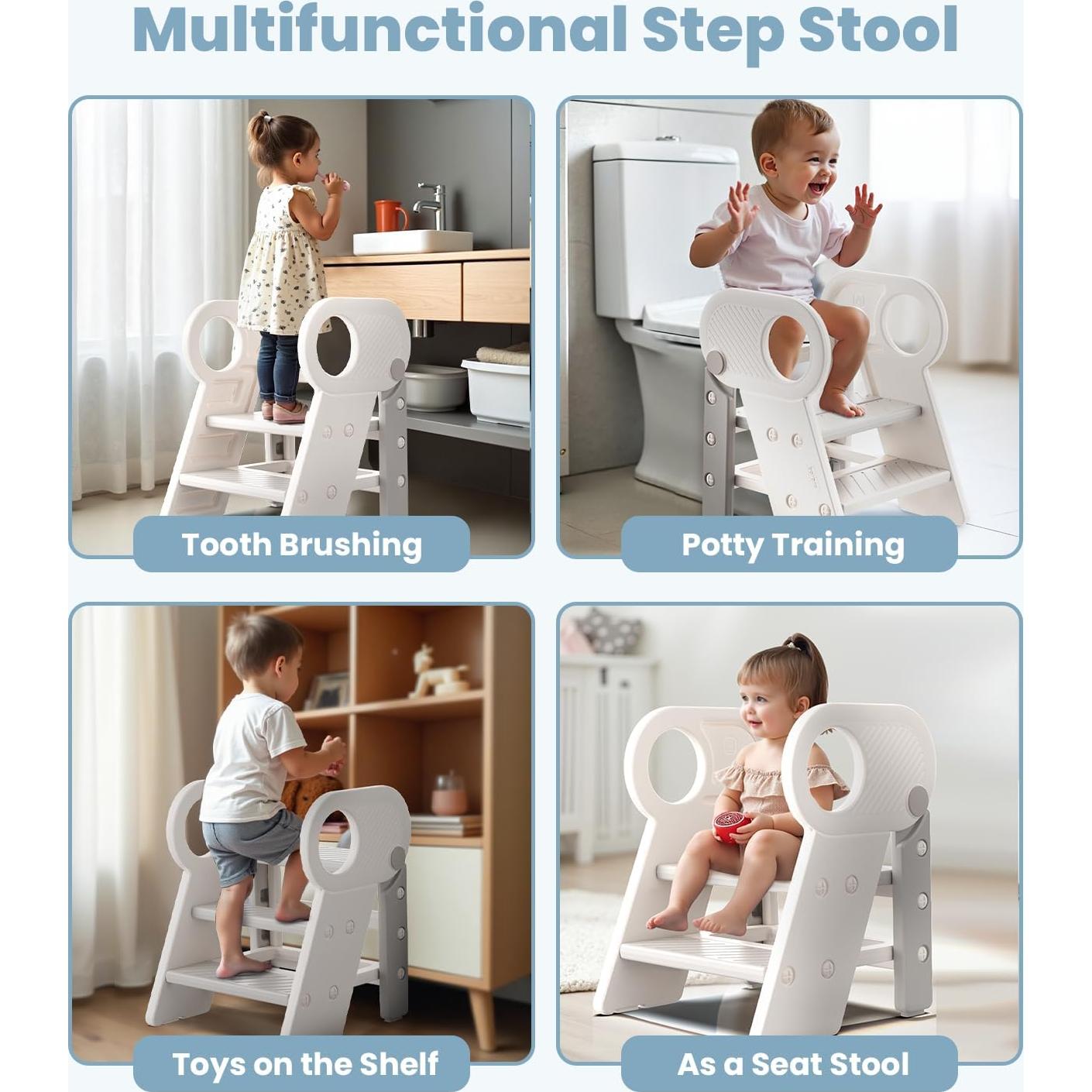 Taburete Ajustable Esemoil para Niños 3 Pasos Antideslizante