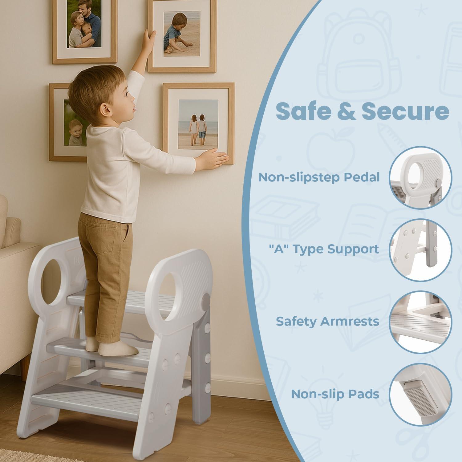 Taburete Ajustable Esemoil para Niños 3 Pasos Antideslizante