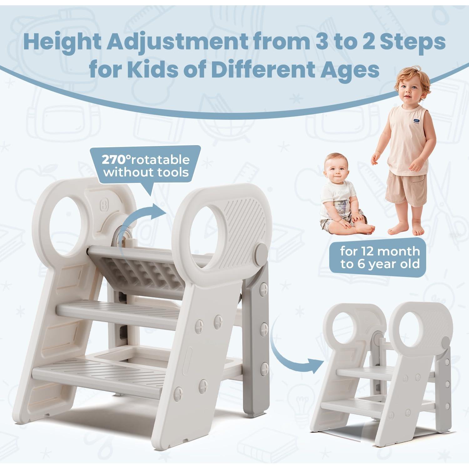 Taburete Ajustable Esemoil para Niños 3 Pasos Antideslizante