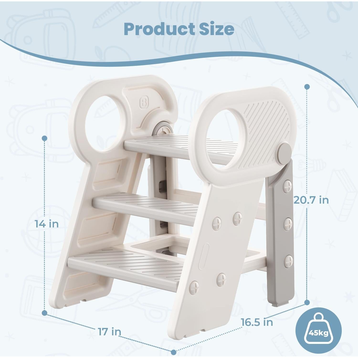 Taburete Ajustable Esemoil para Niños 3 Pasos Antideslizante