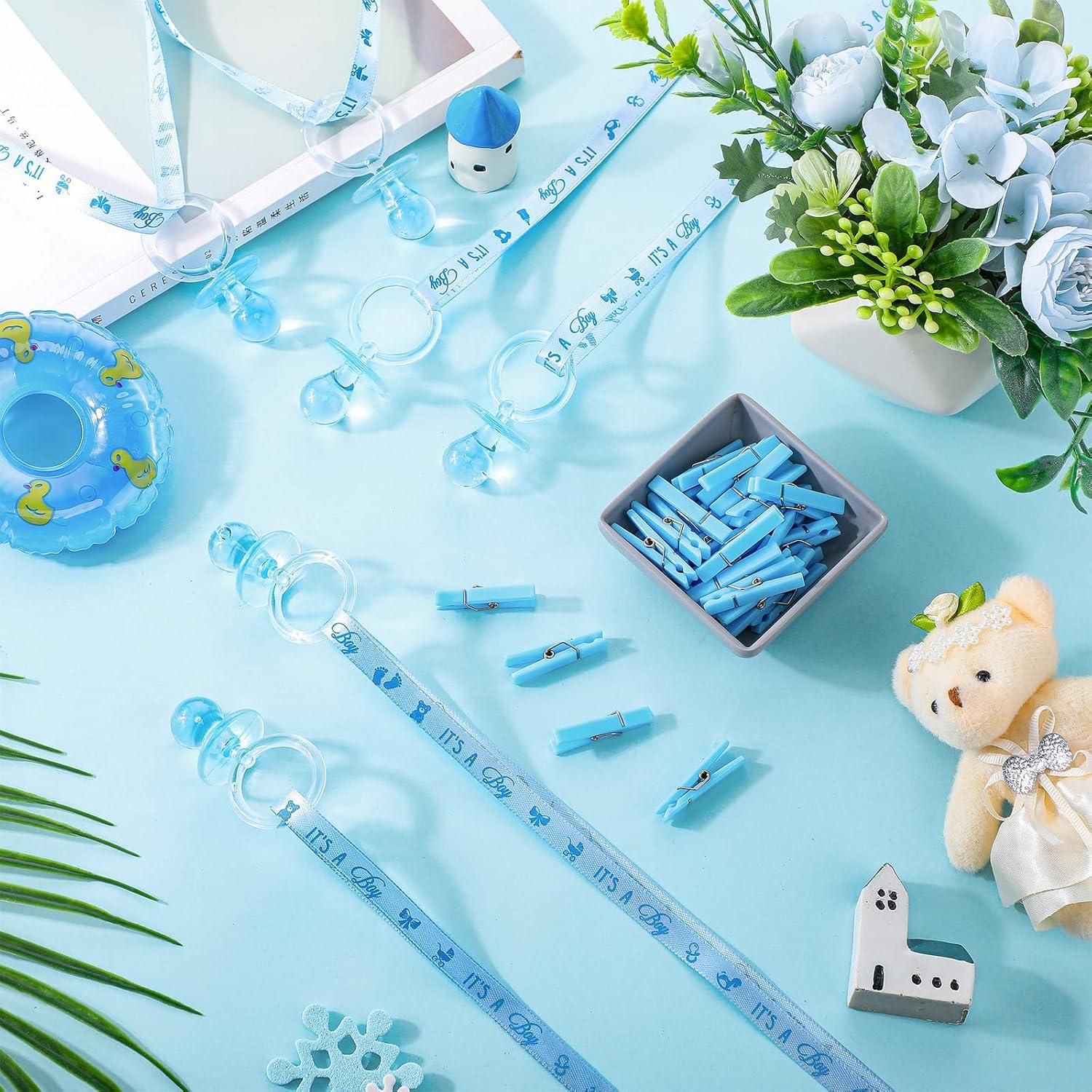 48 Sets Collares de Chupetes Coume para Baby Shower Azul