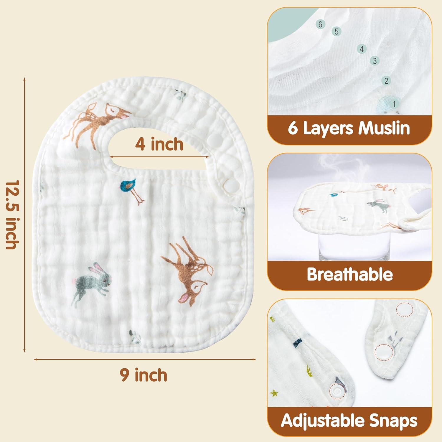 Conjunto de Pañales y Baberos Zainpe Algodón 6 Piezas Animales