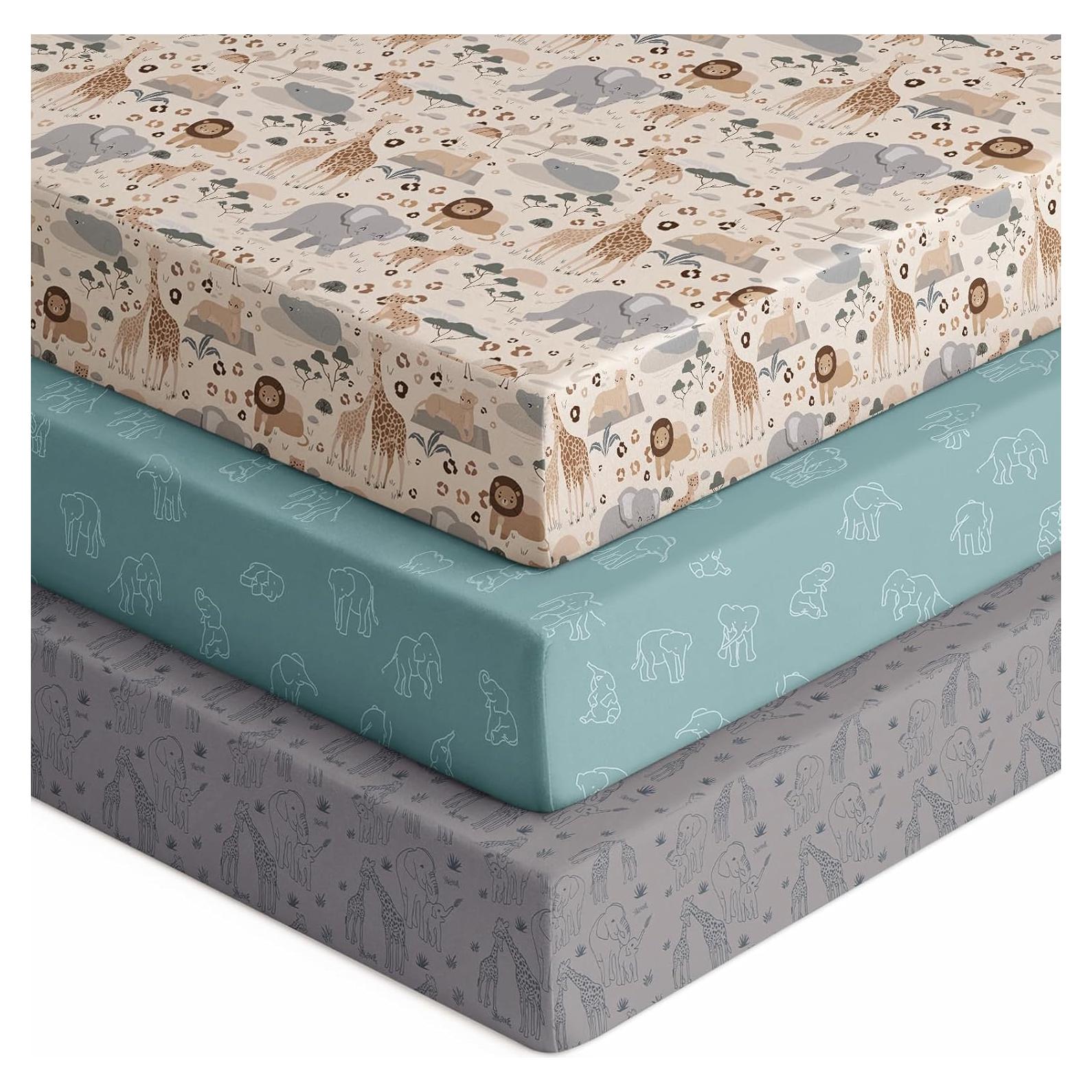 Juego de 3 Sábanas Ajustadas para Cuna Unnivoll Elefante 132x71cm